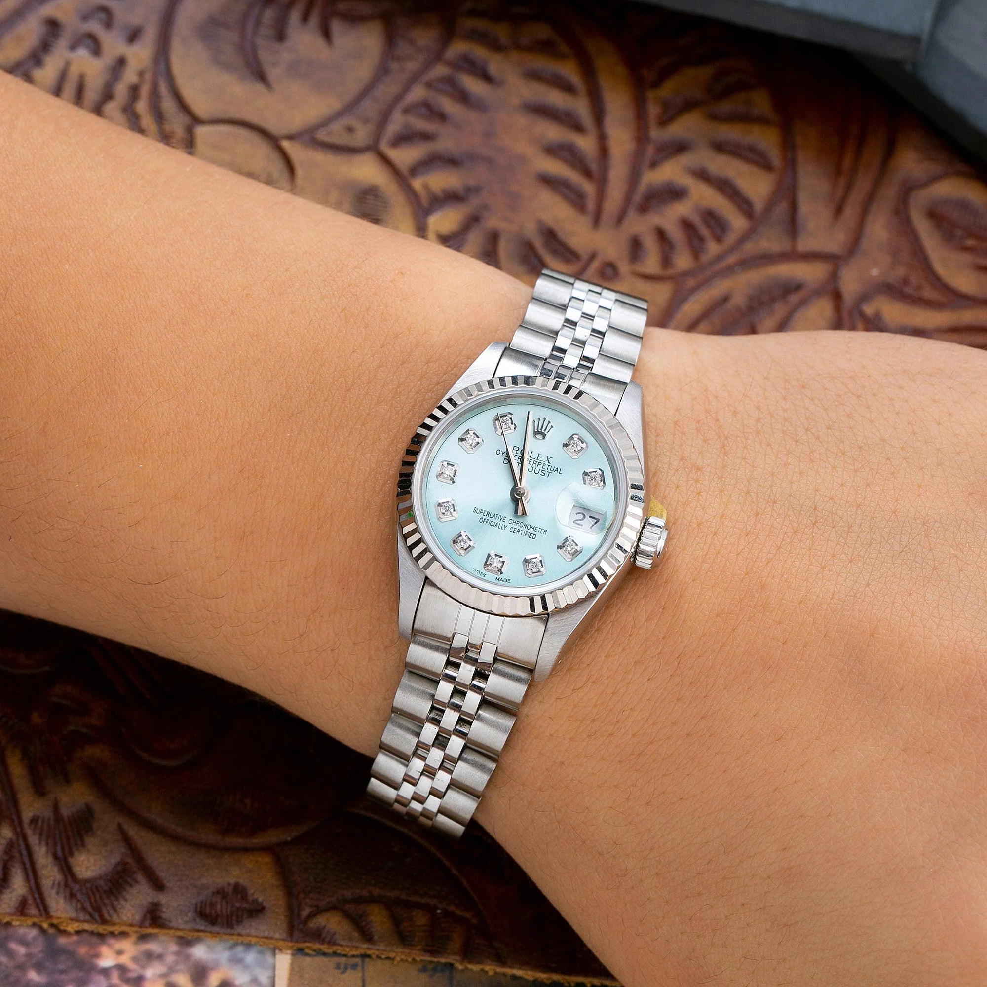Rolex Datejust 26MM 6917 Ice Blue Diamond Dial Fluted Bezel Stainless Steel Jubilee Bracelet - Image 2