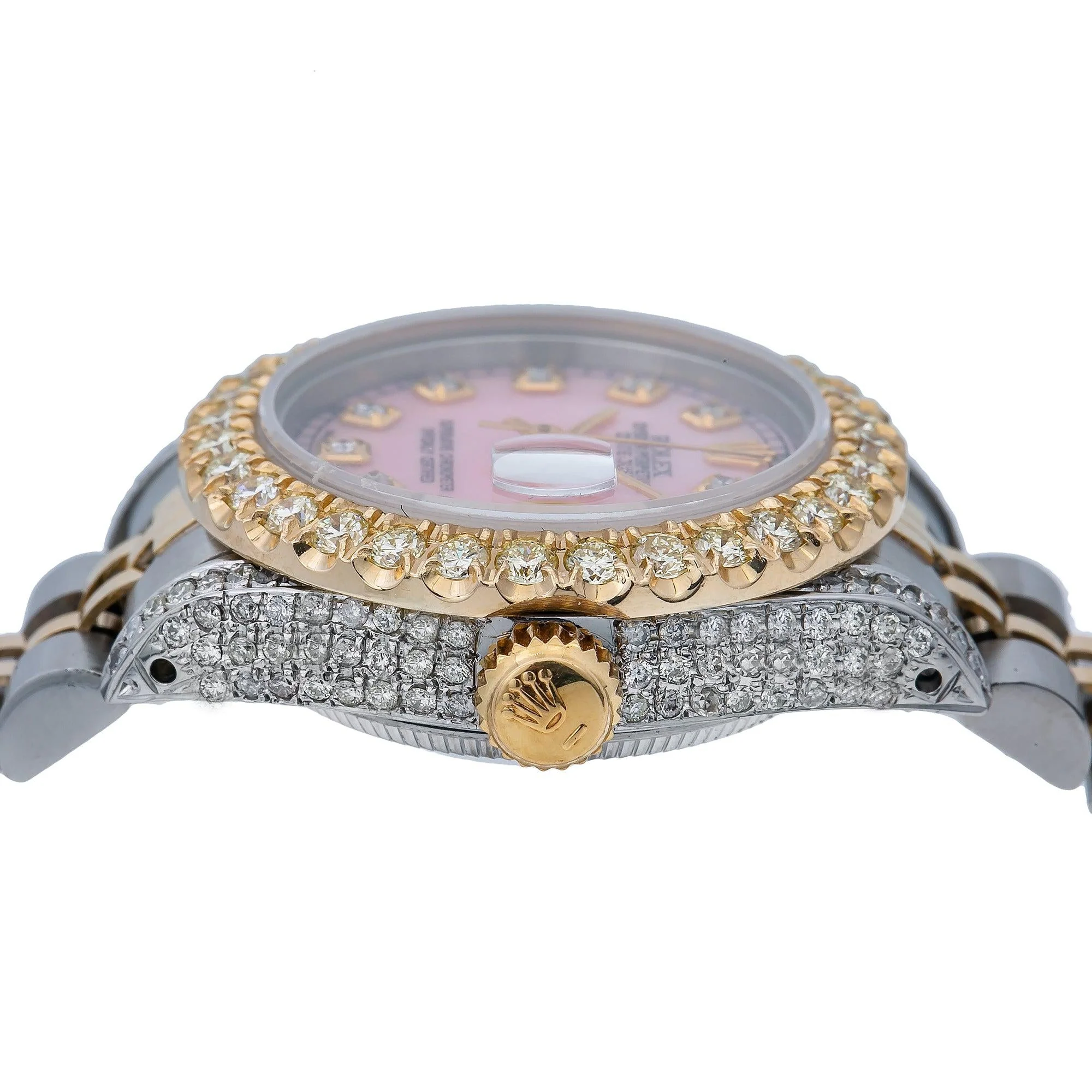 Rolex Datejust 26MM 6917 Pink Mother of Pearl Diamond Dial Diamond Bezel Two Tone Yellow Gold Jubilee Bracelet 2.75ct - Image 5