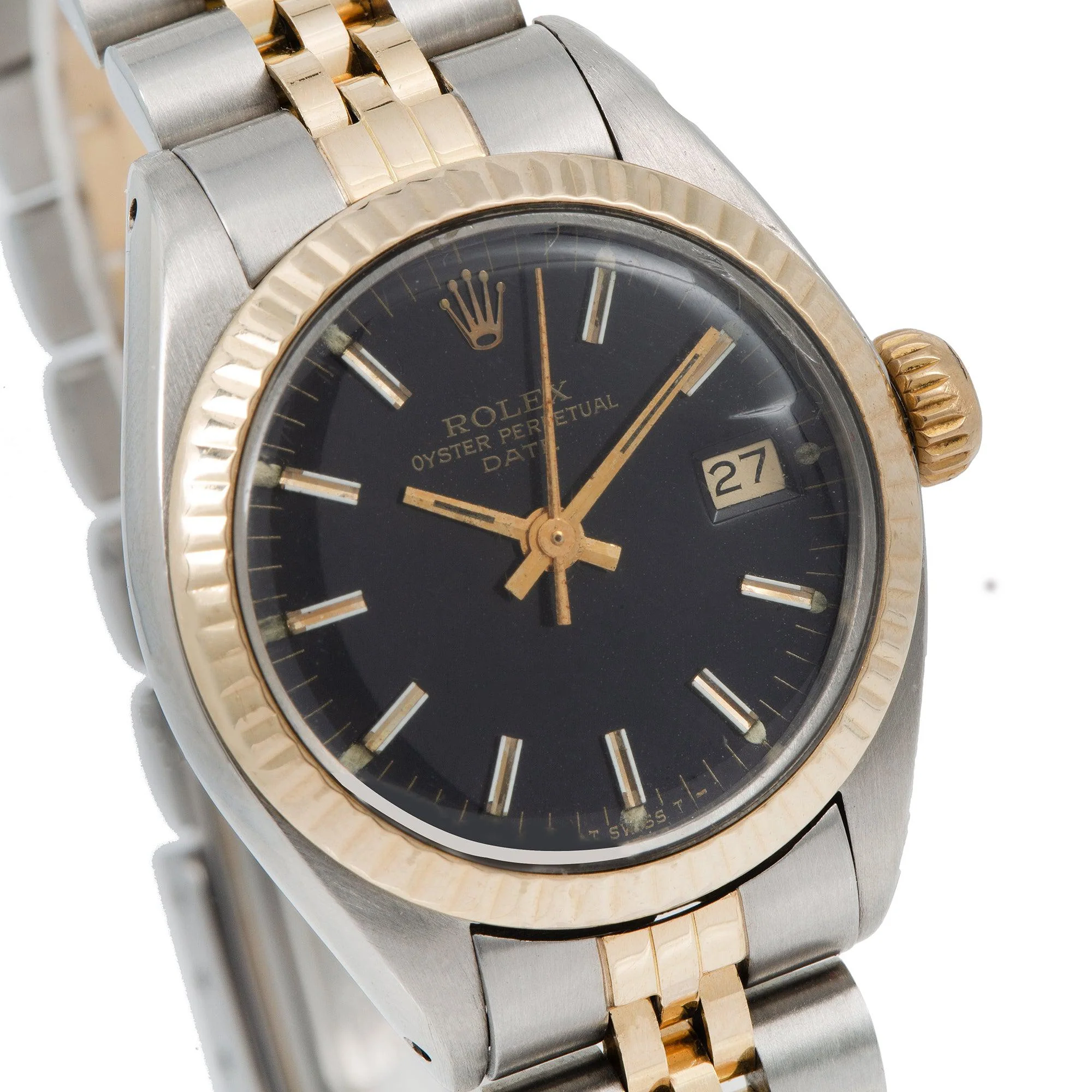 Rolex Datejust 26MM 69173 Black Dial Fluted Bezel Two Tone Yellow Gold Jubilee Bracelet - Image 4