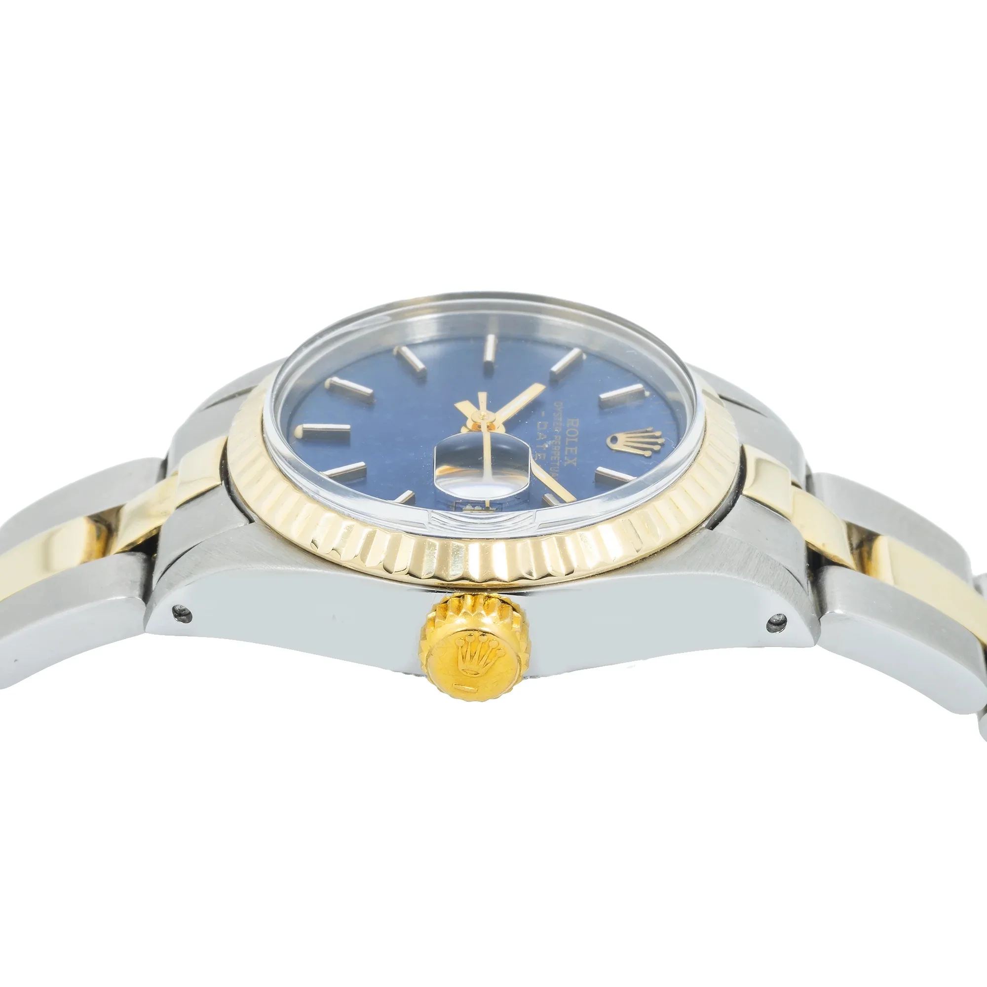 Rolex Datejust 26MM 69173 Blue Dial Fluted Bezel Two Tone Yellow Gold Oyster Bracelet - Image 3