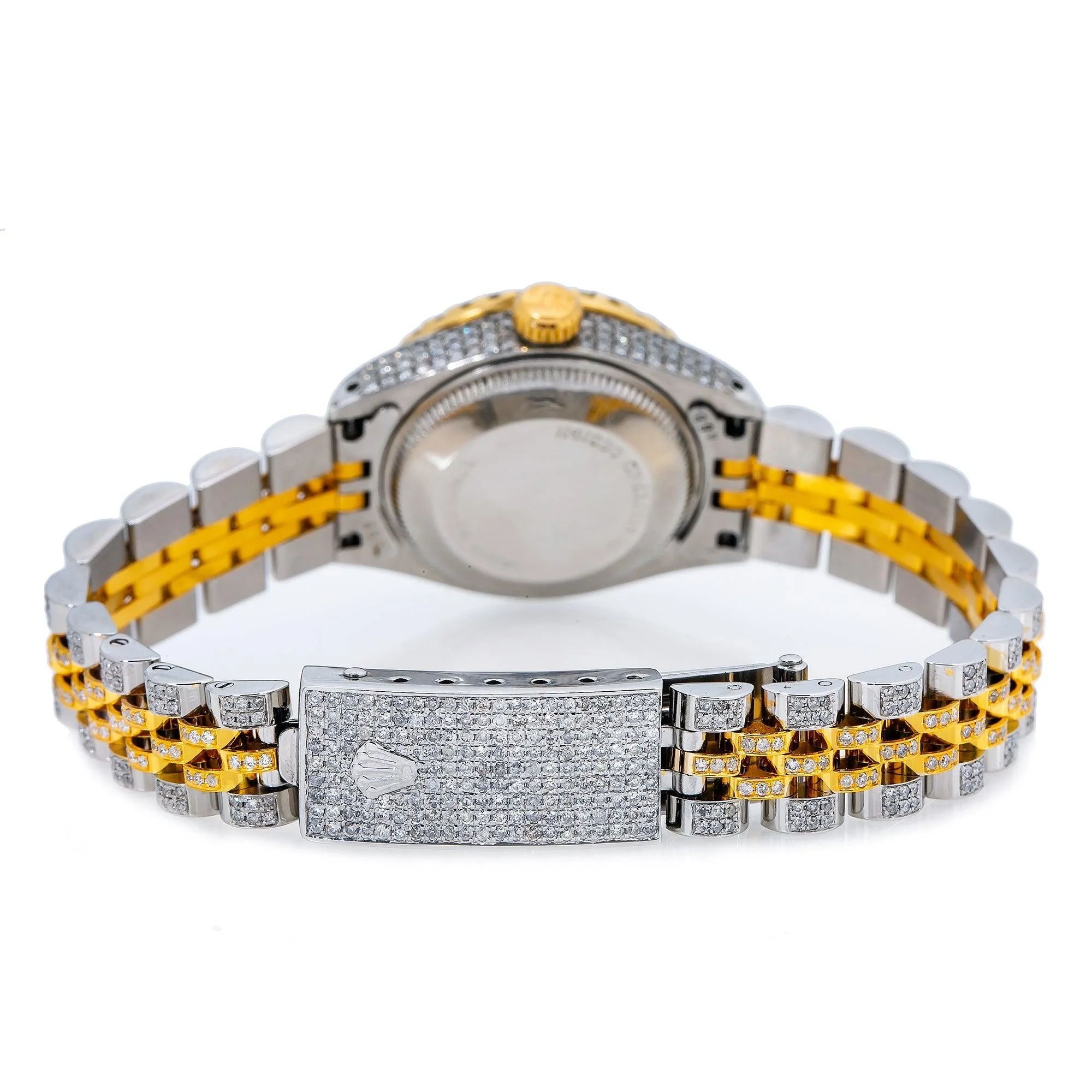 Rolex Datejust 26MM 69173 Blue Diamond Dial Diamond Bezel Two Tone Yellow Gold Full Diamond Jubilee Bracelet - Image 6