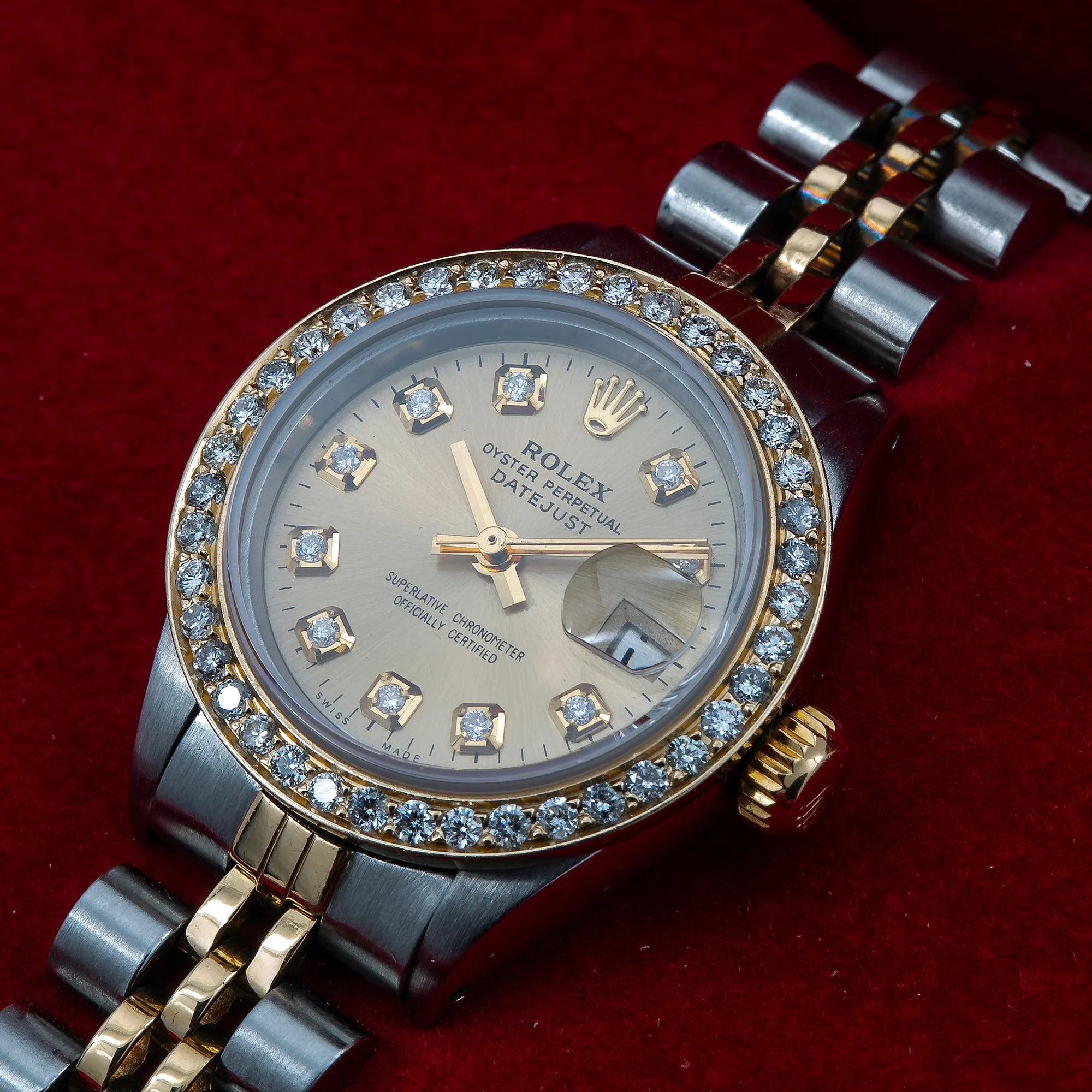 Rolex Datejust 26MM 69173 Champagne Diamond Dial Diamond Bezel Two Tone Yellow Gold Jubilee Bracelet 0.9ct - Image 2