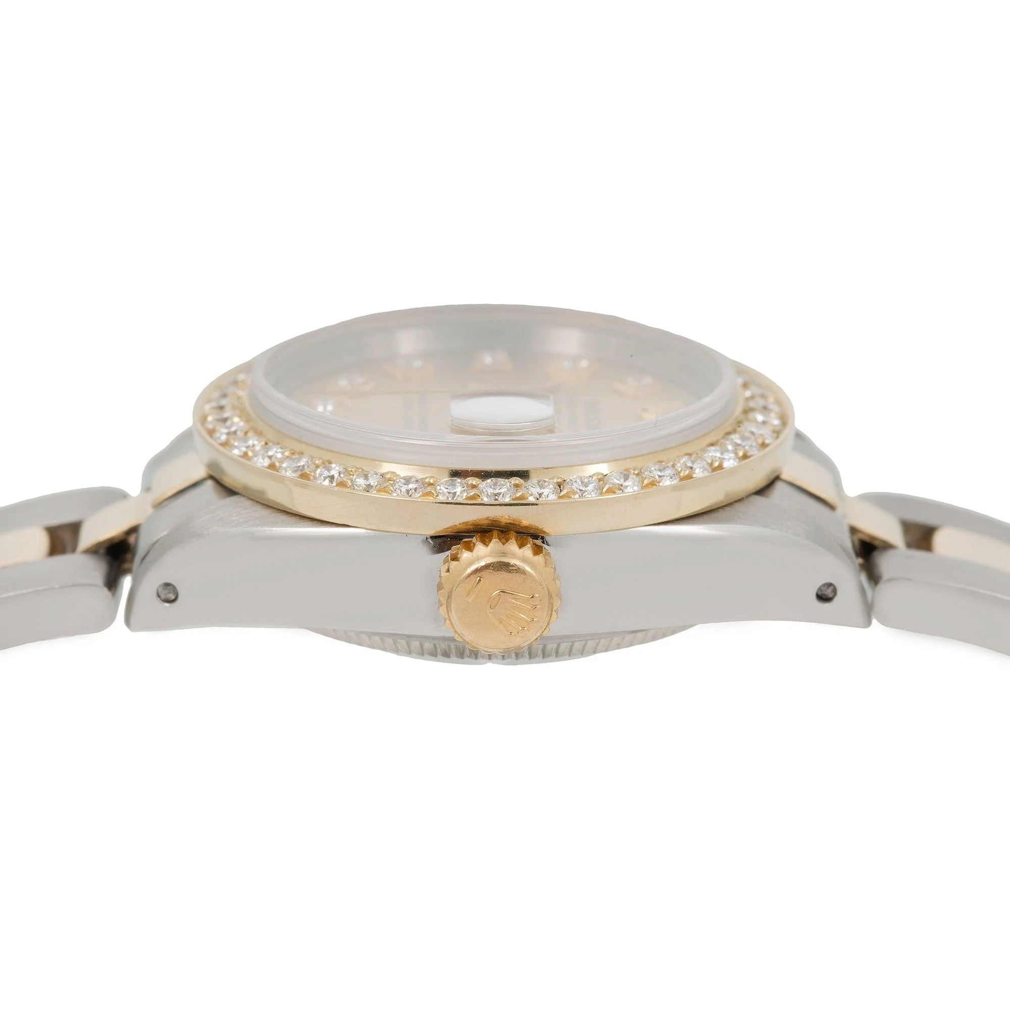 Rolex Datejust 26MM 69173 Champagne Diamond Dial Diamond Bezel Two Tone Yellow Gold Oyster Bracelet 0.9ct - Image 5