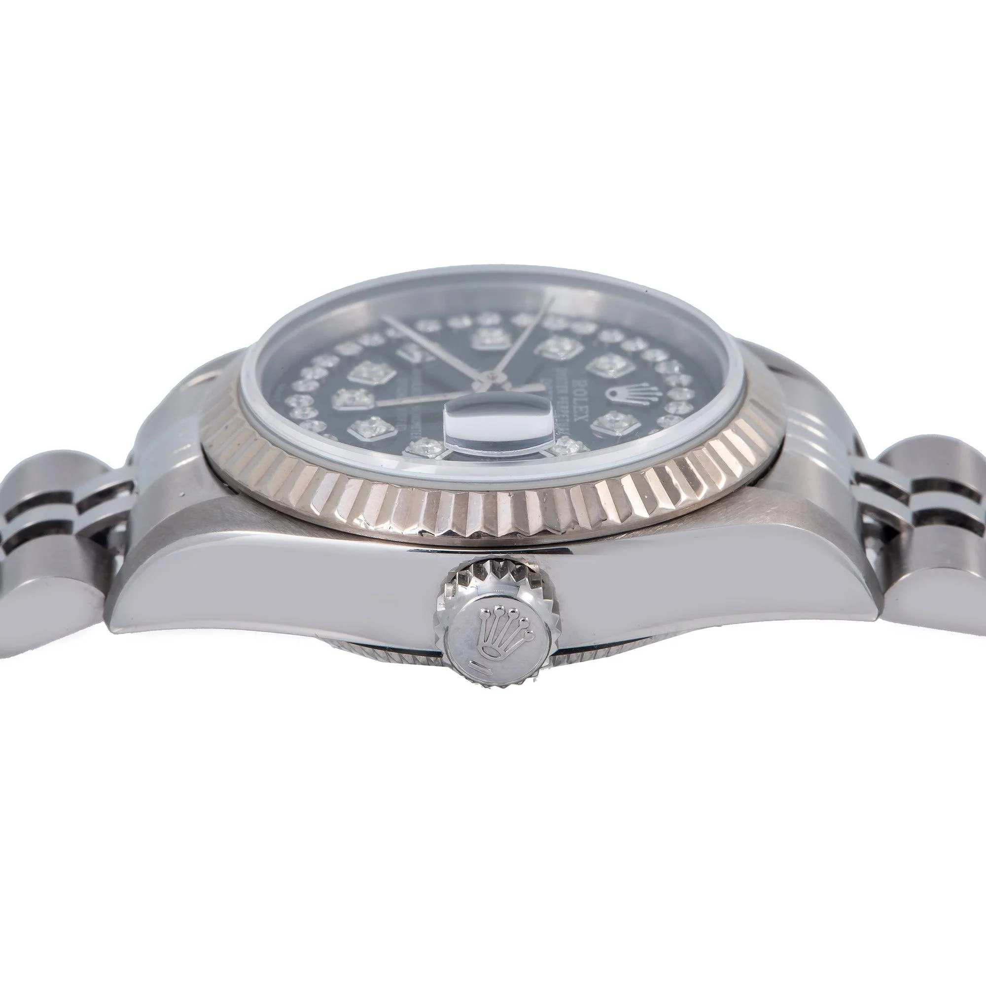 Rolex Datejust 26MM 69174 Black Diamond Dial Fluted Bezel Stainless Steel Jubilee Bracelet - Image 5