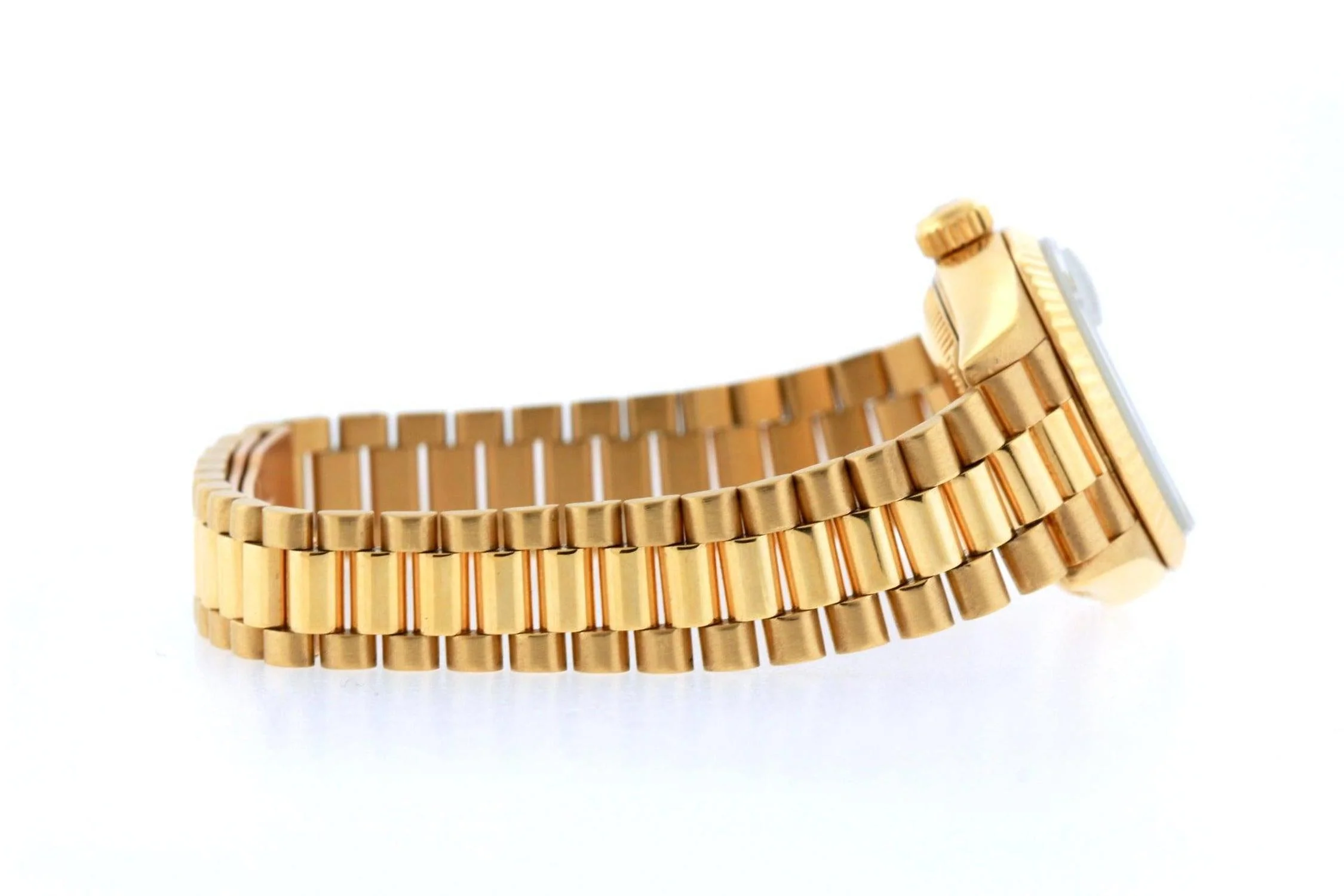 Rolex Datejust 26MM 69178 Black Mother of Pearl Diamond Dial Fluted Bezel 18K Yellow Gold President Bracelet - Image 4