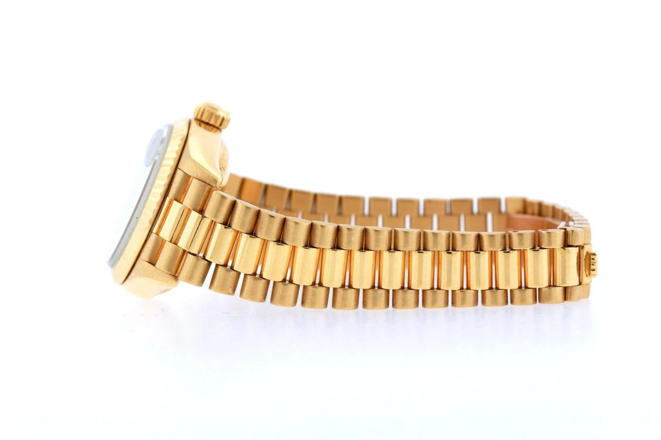 Rolex Datejust 26MM 69178 Champagne Pattern Roman Dial Fluted Bezel 18K Yellow Gold President Bracelet - Image 3