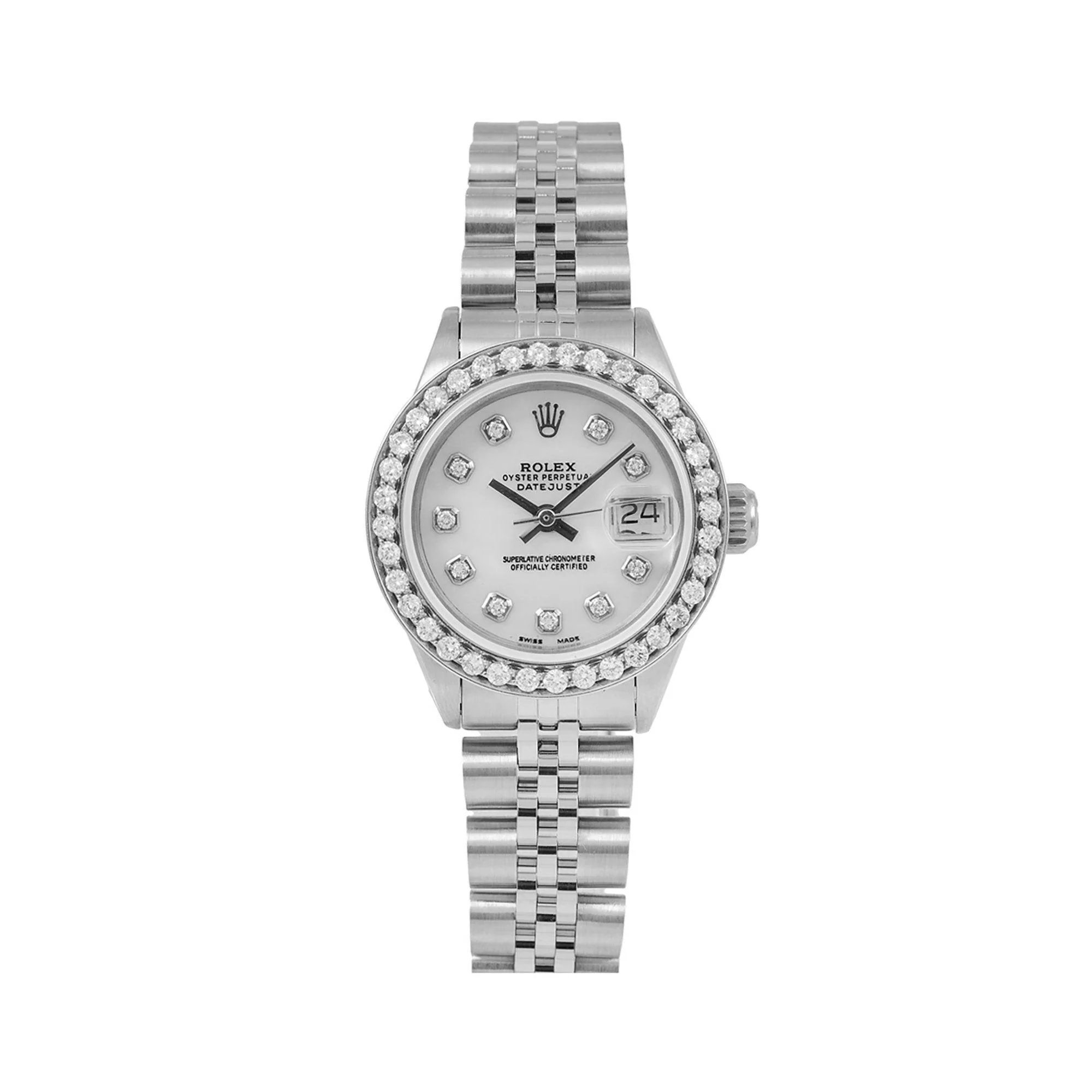 Rolex Datejust 26MM 6924 Silver Diamond Dial Diamond Bezel Stainless Steel Jubilee Bracelet 0.9ct
