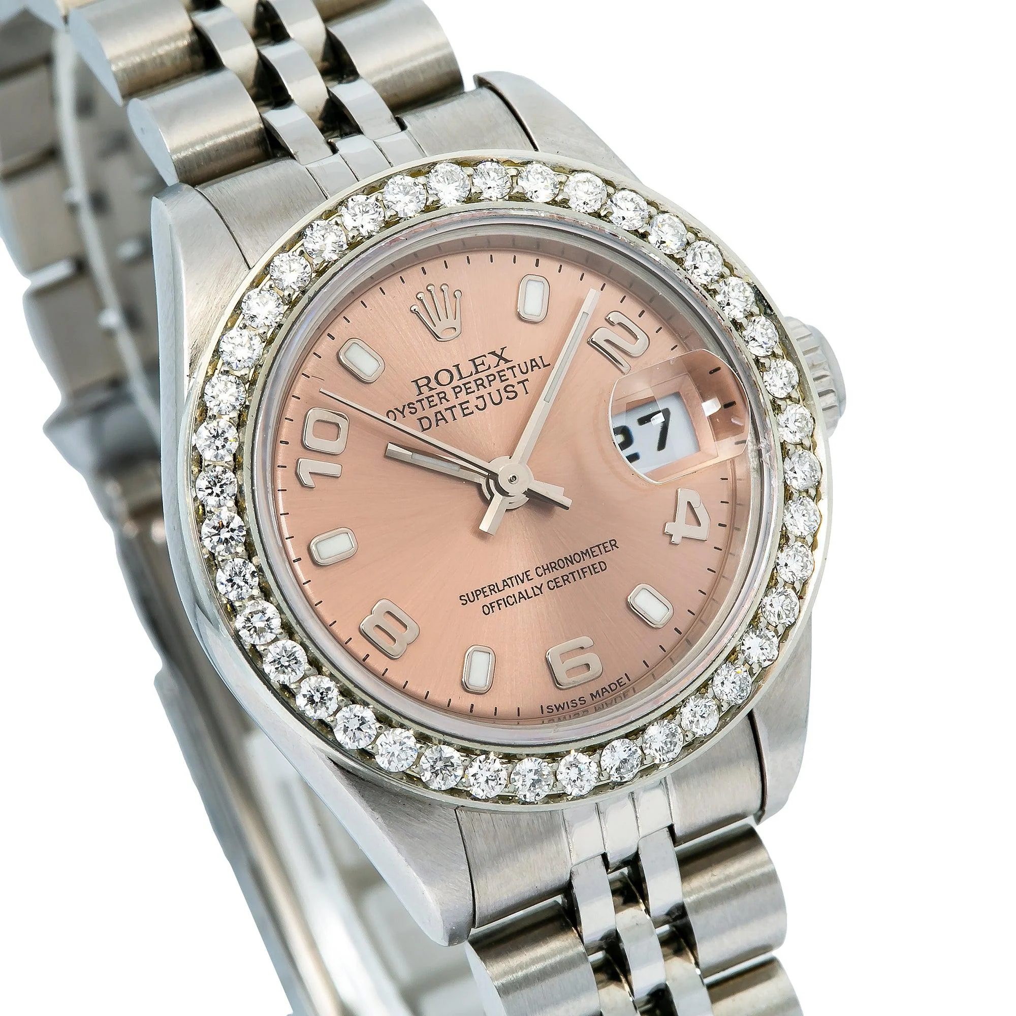 Rolex Datejust 26MM 79160 Everose Arabic Diamond Dial Diamond Bezel Stainless Steel Jubilee Bracelet - Image 3