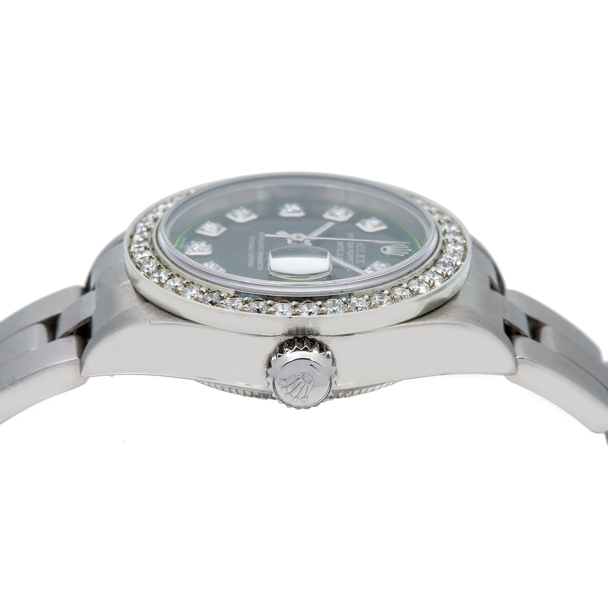 Rolex Datejust 26MM 79174 Green Diamond Dial Diamond Bezel Stainless Steel Oyster Bracelet - Image 5