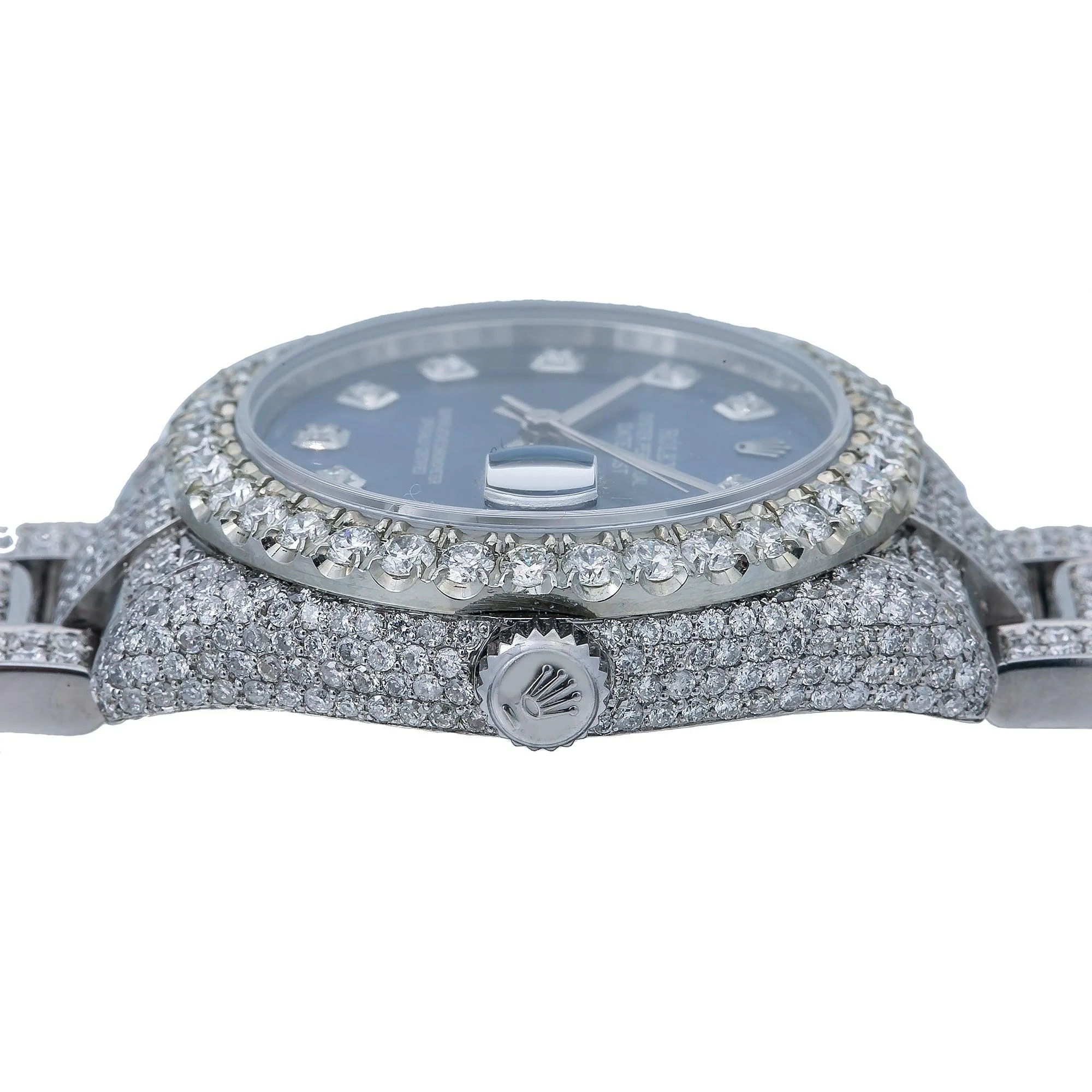 Rolex Datejust 31MM 178240 Blue Diamond Dial Diamond Bezel Stainless Steel Full Diamond Oyster Bracelet 10.25ct - Image 5