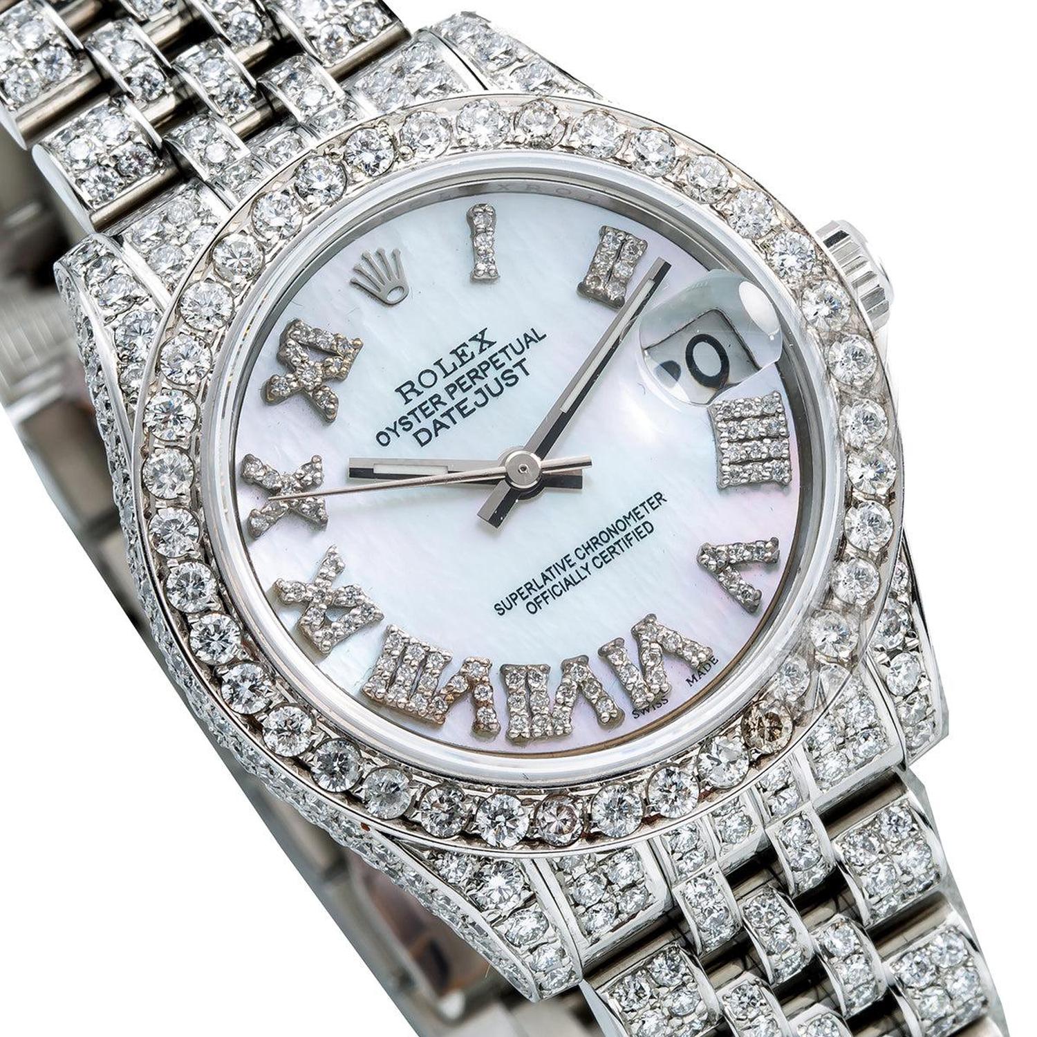 Rolex Datejust 31MM 178240 Blue Mother of Pearl Roman Diamond Dial Diamond Bezel Stainless Steel Full Diamond Jubilee Bracelet 9.25ct - Image 2
