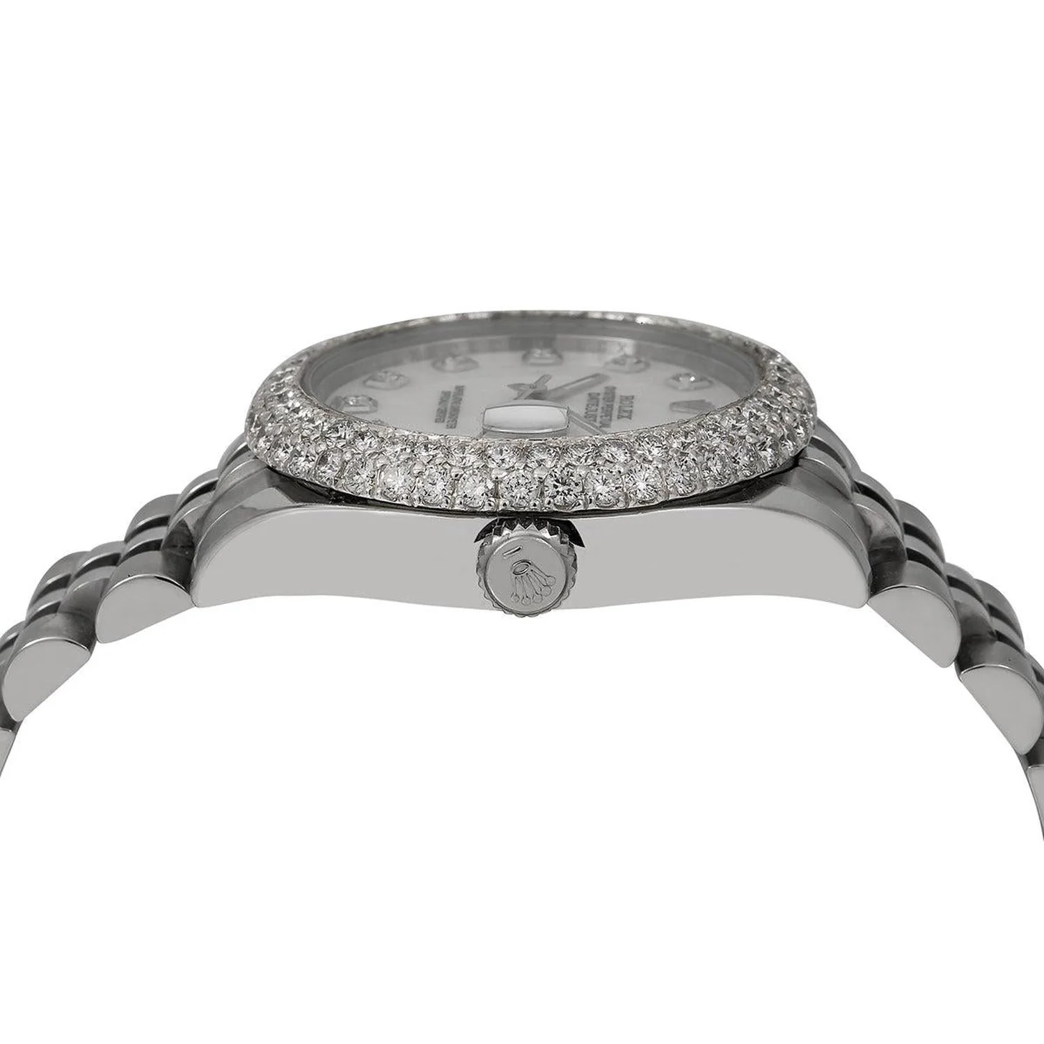Rolex Datejust 31MM 178240 White Mother of Pearl Diamond Dial Diamond Bezel Stainless Steel Jubilee Bracelet 1.85ct - Image 4