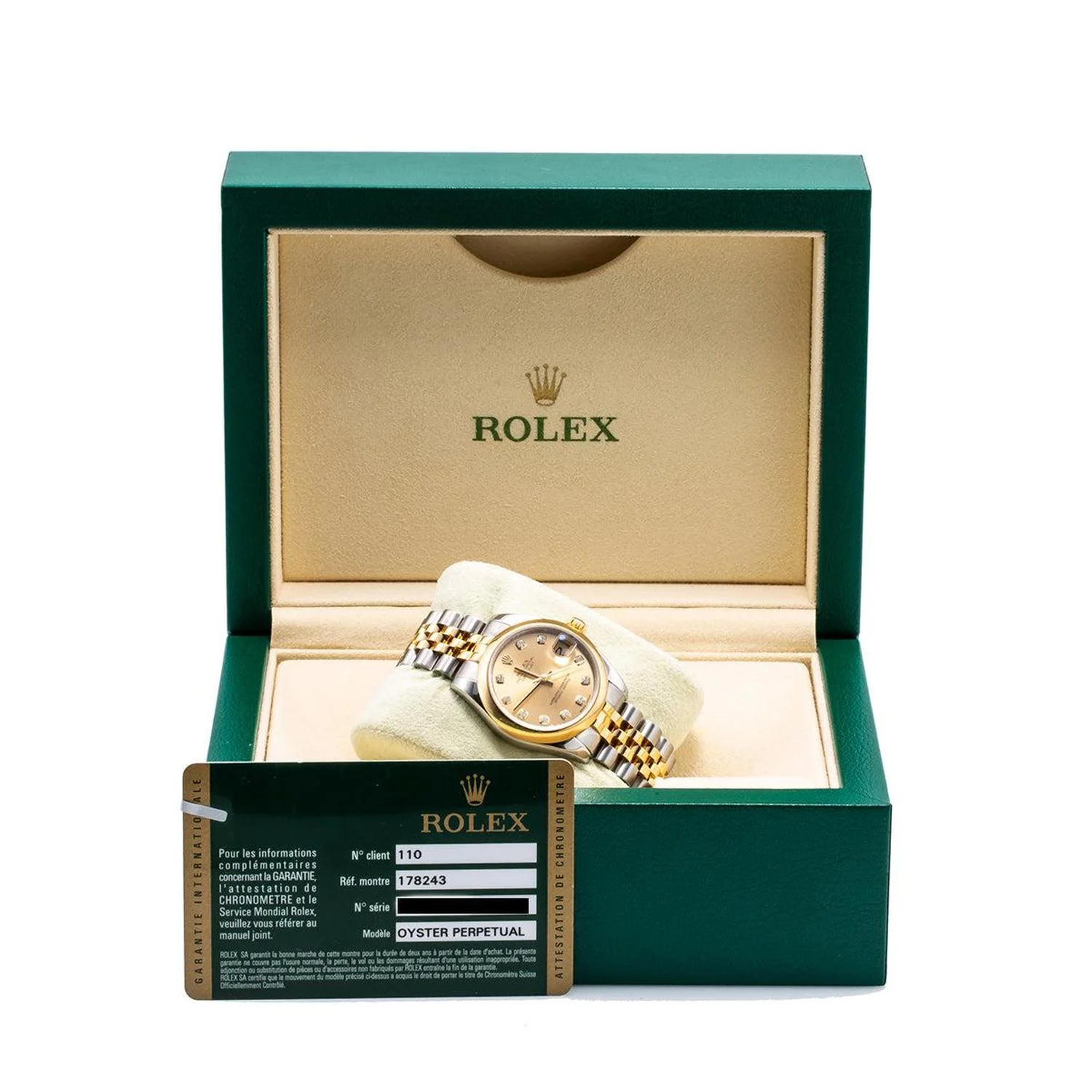 Rolex Datejust 31MM 178243 Champagne Diamond Dial Smooth Bezel Two Tone Yellow Gold Jubilee Bracelet - Image 6