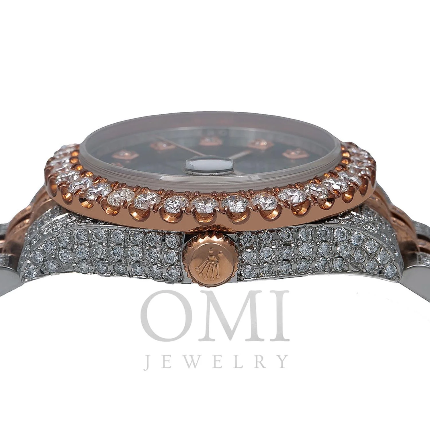 Rolex Datejust 31MM 178271 Black Mother of Pearl Diamond Dial Diamond Bezel Two Tone Rose Gold Full Diamond Jubilee Bracelet 9.65ct - Image 4