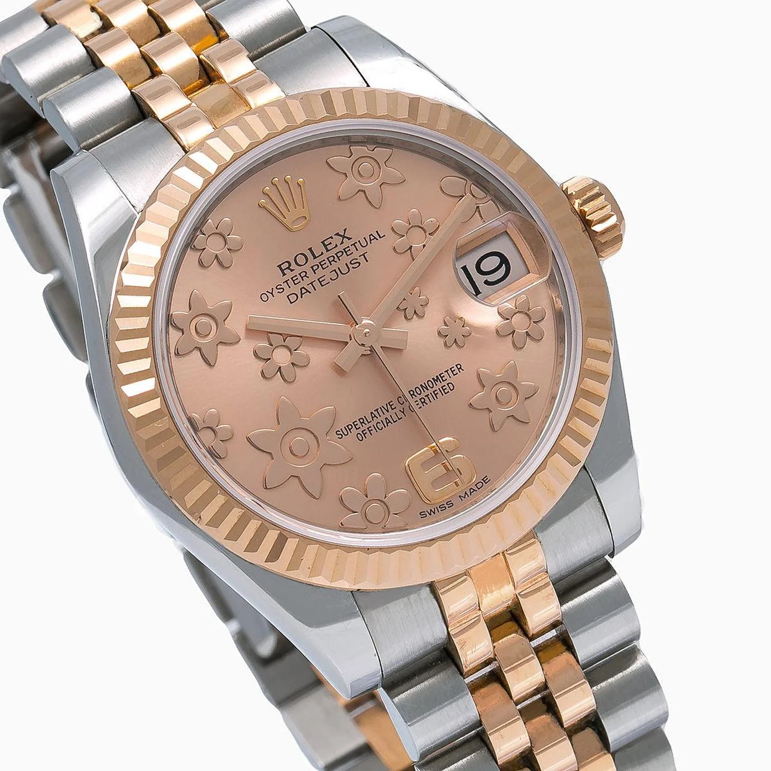 Rolex Datejust 31MM 178271 Everose Floral Dial Fluted Bezel Two Tone Rose Gold Jubilee Bracelet - Image 3