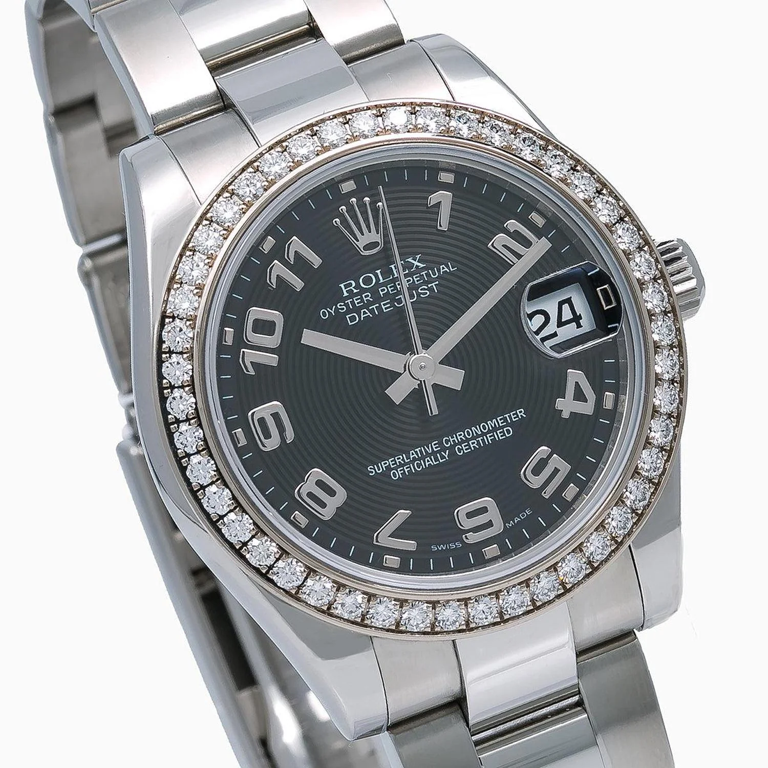 Rolex Datejust 31MM 178274 Black Concentric Arabic Dial Diamond Bezel Stainless Steel Oyster Bracelet - Image 3