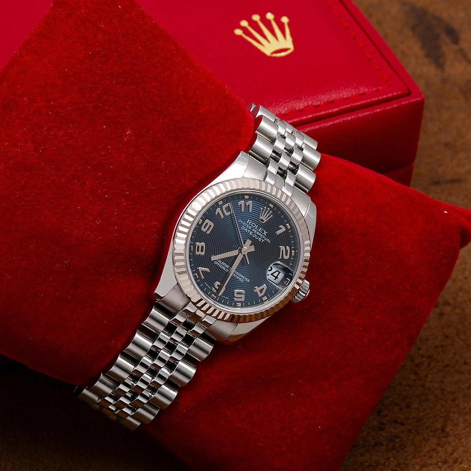 Rolex Datejust 31MM 178274 Blue Concentric Arabic Dial Fluted Bezel Stainless Steel Jubilee Bracelet - Image 3