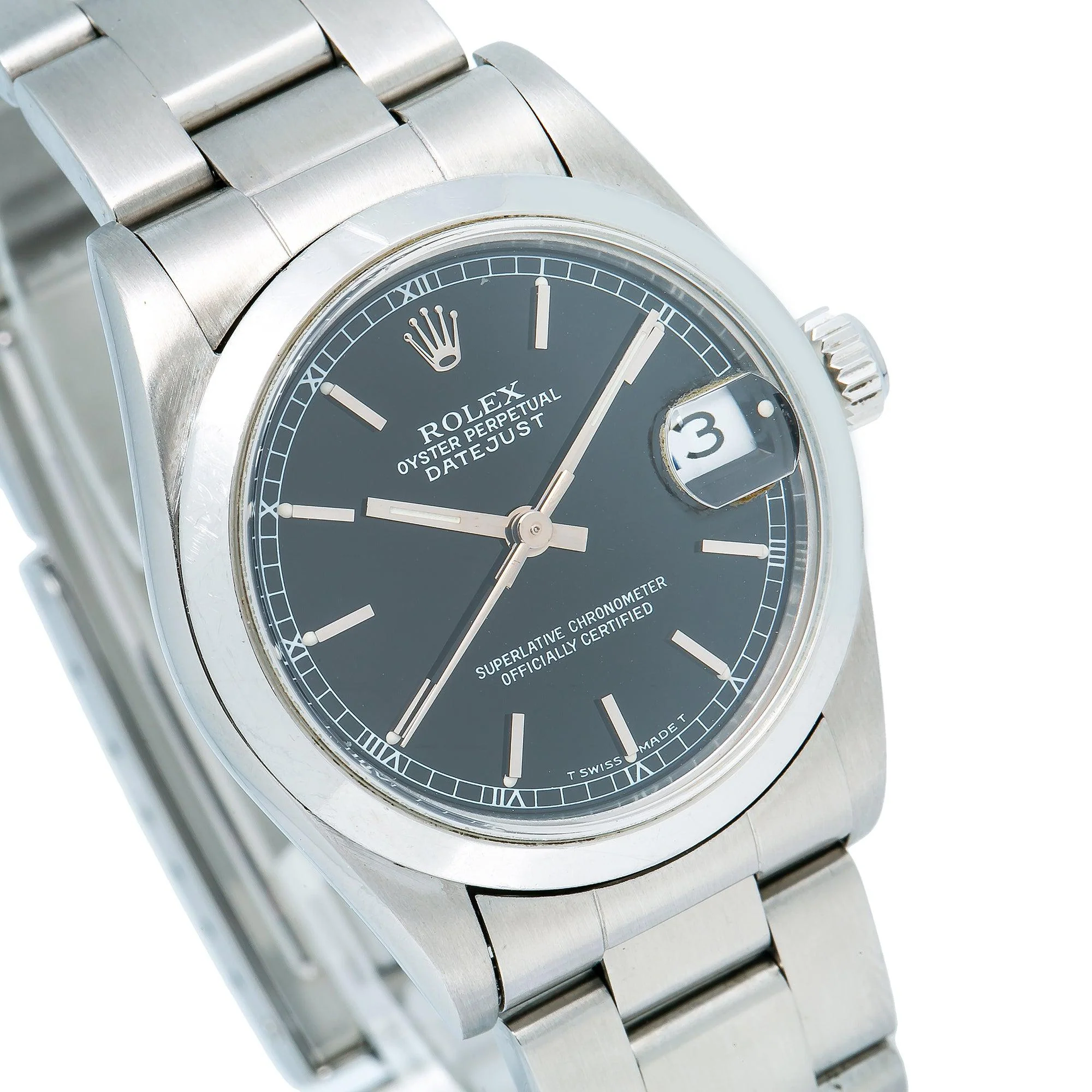 Rolex Datejust 31MM 6824 Black Dial Smooth Bezel Stainless Steel Oyster Bracelet - Image 4