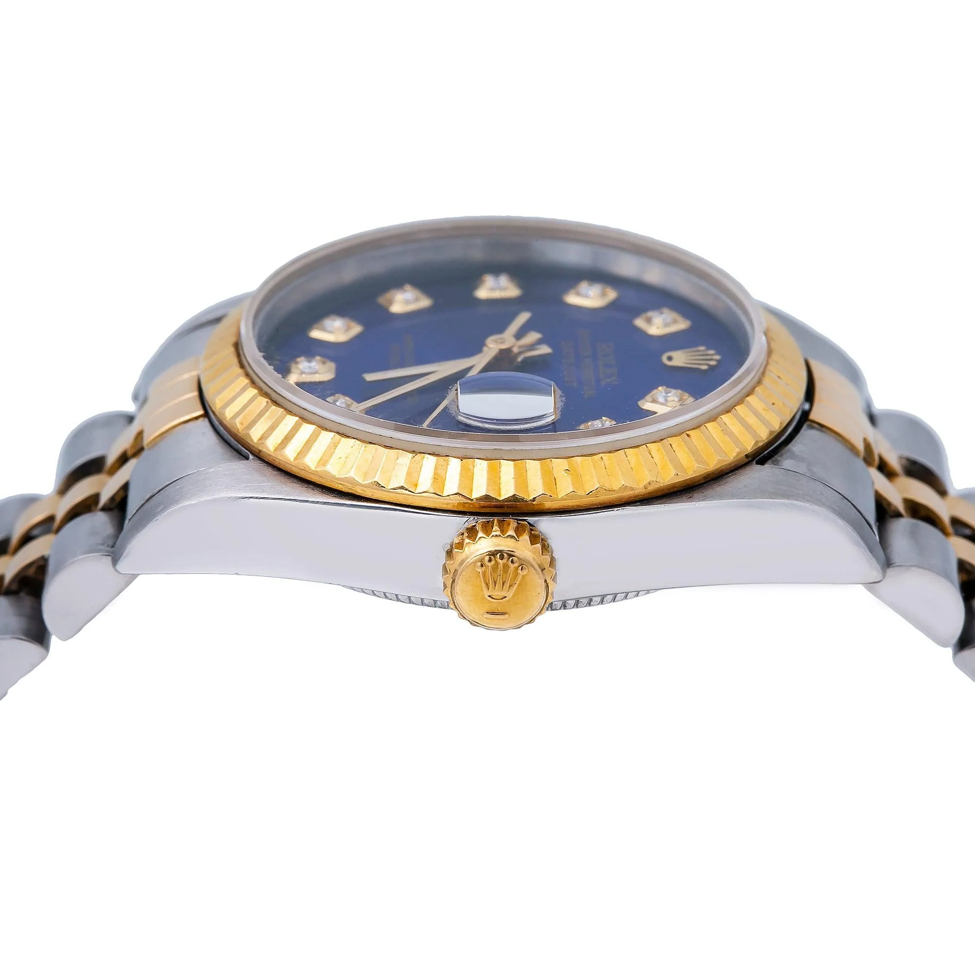 Rolex Datejust 31MM 6824 Blue Diamond Dial Fluted Bezel Two Tone Yellow Gold Jubilee Bracelet - Image 5