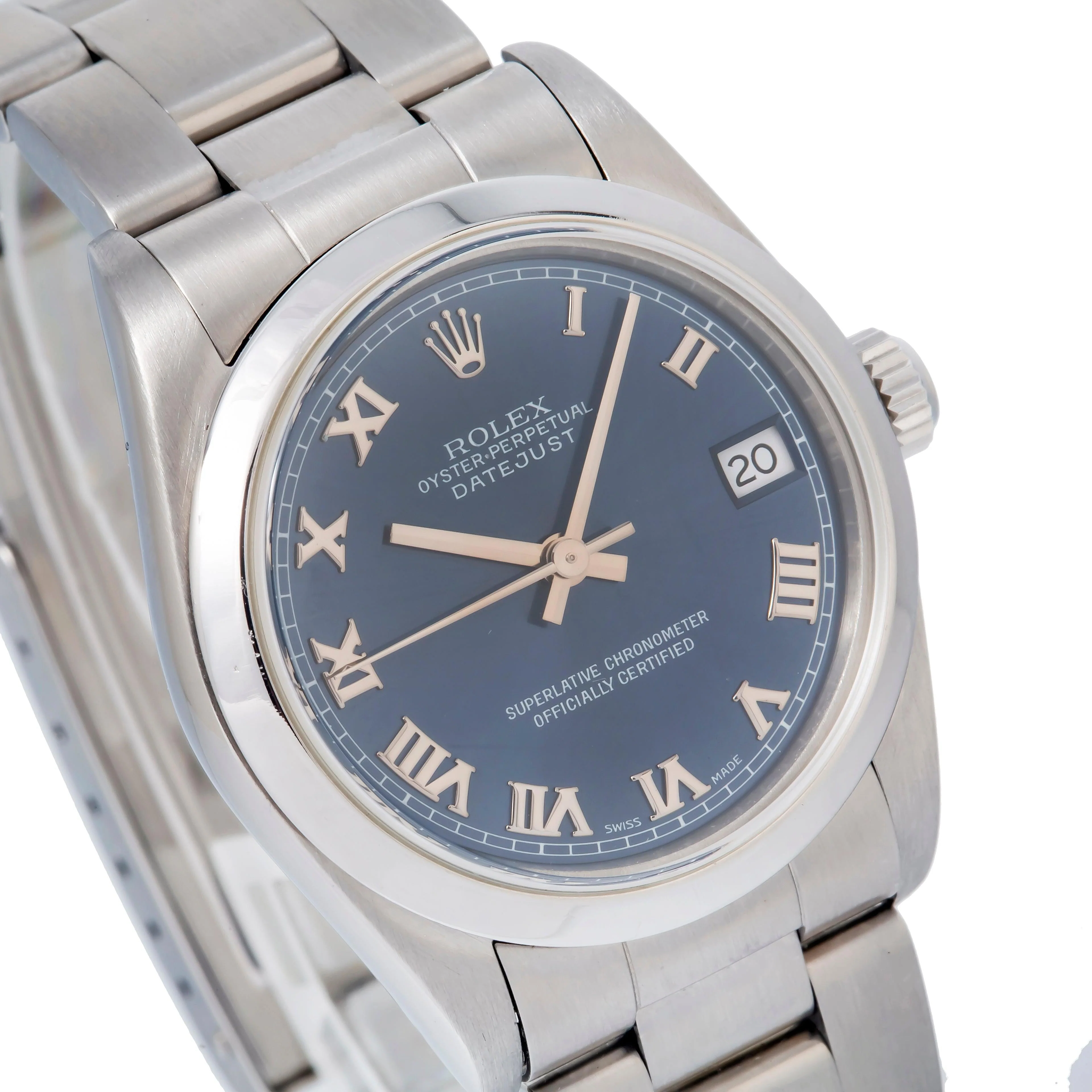 Rolex Datejust 31MM 6824 Blue Roman Dial Smooth Bezel Stainless Steel Oyster Bracelet - Image 3