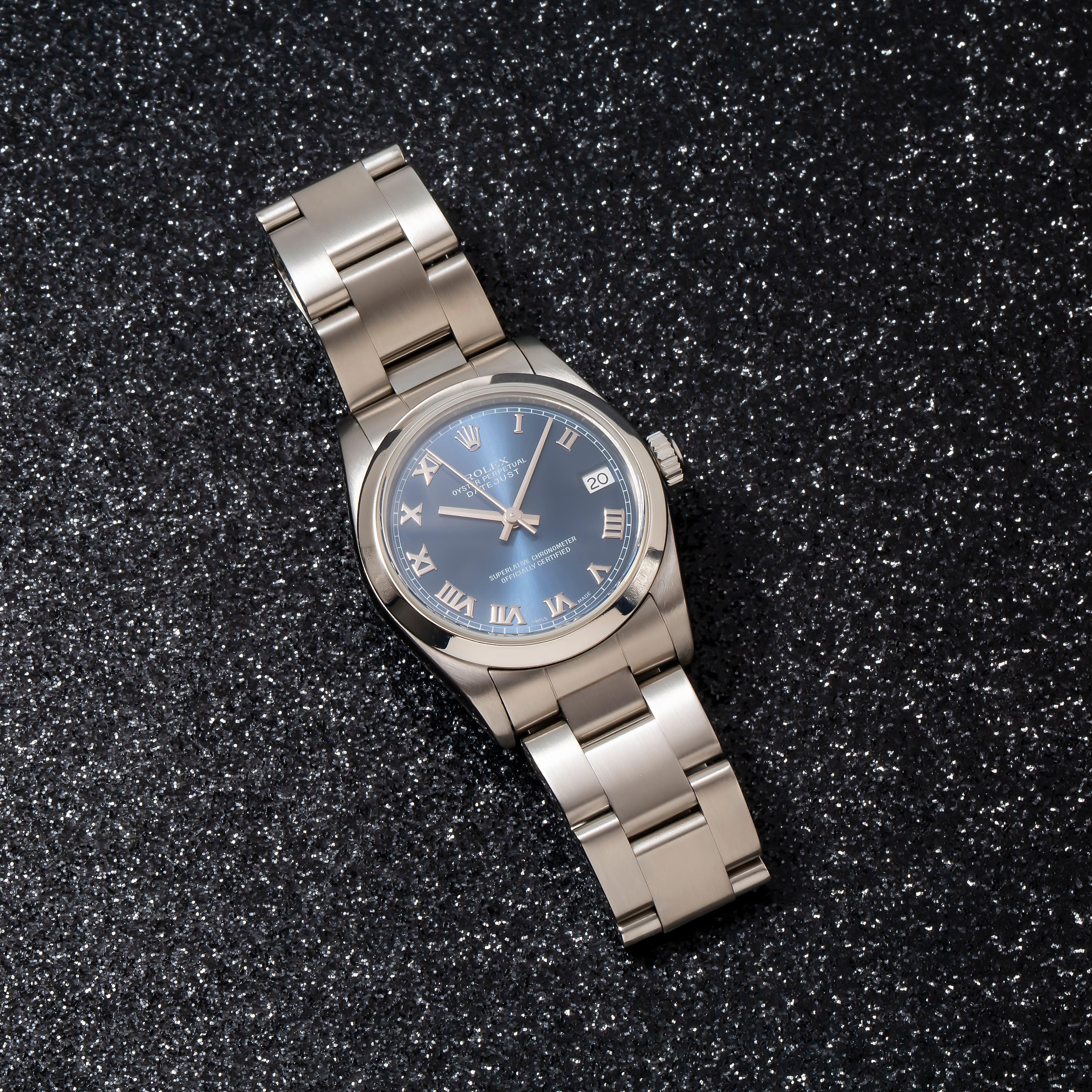 Rolex Datejust 31MM 6824 Blue Roman Dial Smooth Bezel Stainless Steel Oyster Bracelet - Image 4