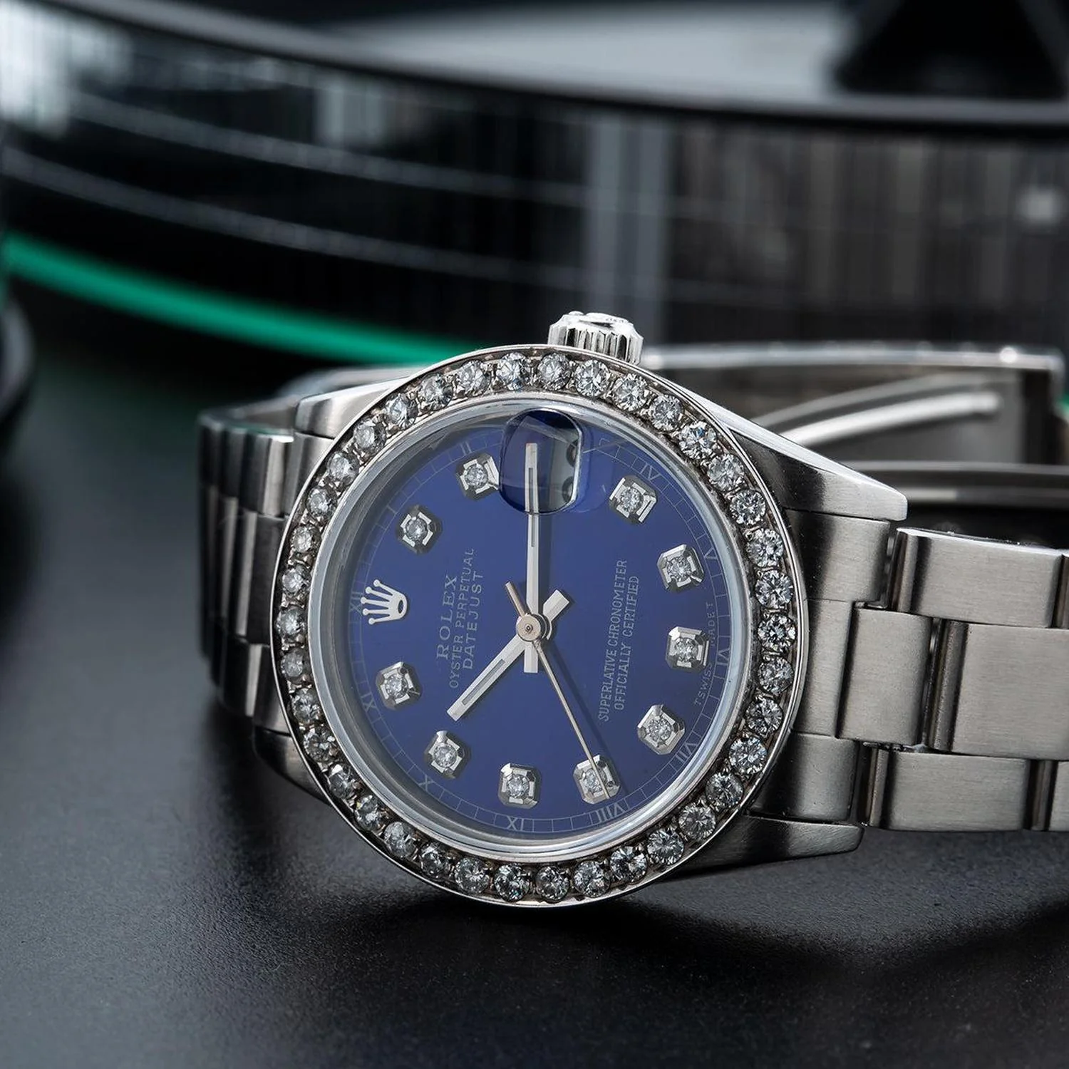 Rolex Datejust 31MM 68240 Blue Diamond Dial Diamond Bezel Stainless Steel Oyster Bracelet 1.05ct - Image 3