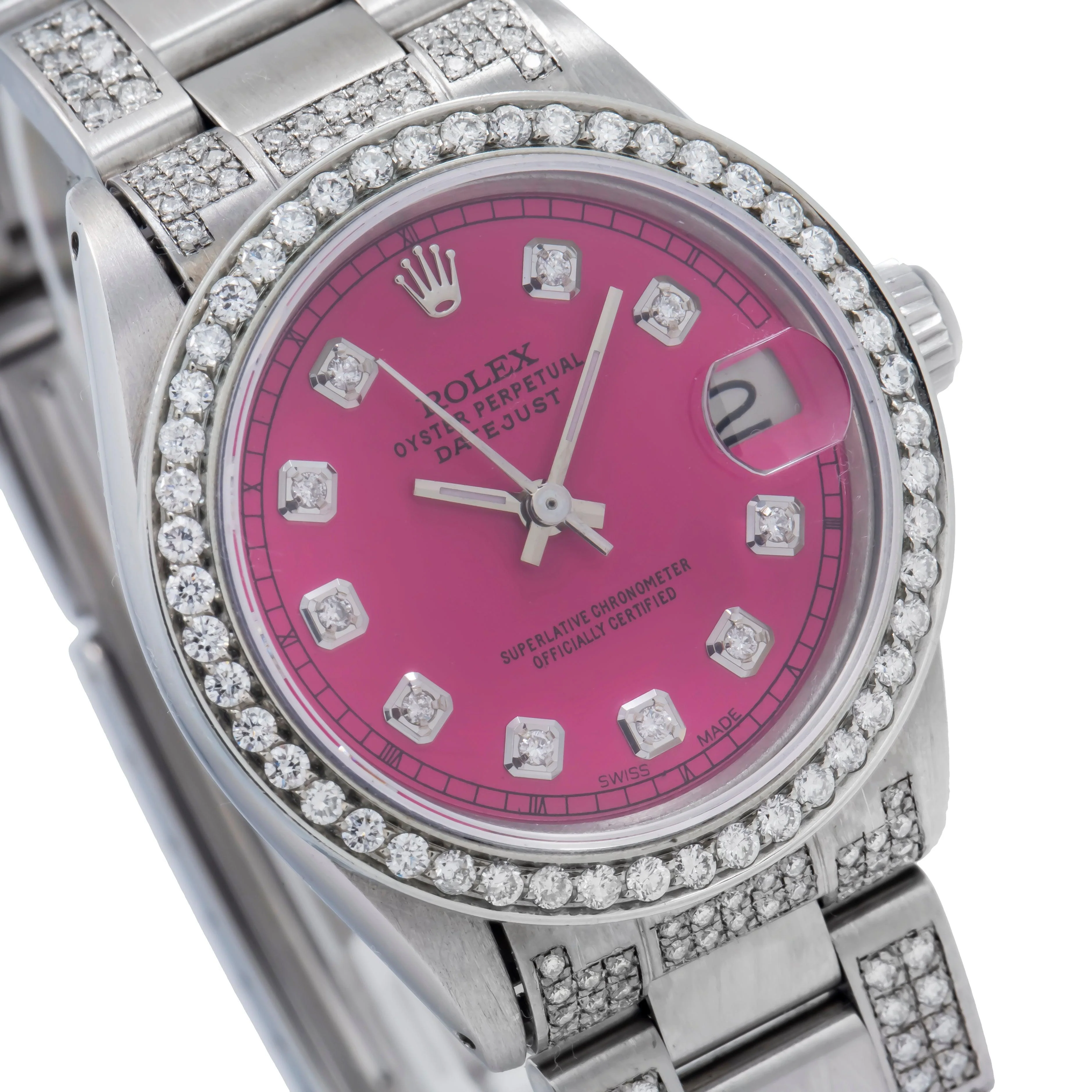 Rolex Datejust 31MM 68240 Pink Diamond Dial Diamond Bezel Stainless Steel Semi Diamond Oyster Bracelet - Image 3