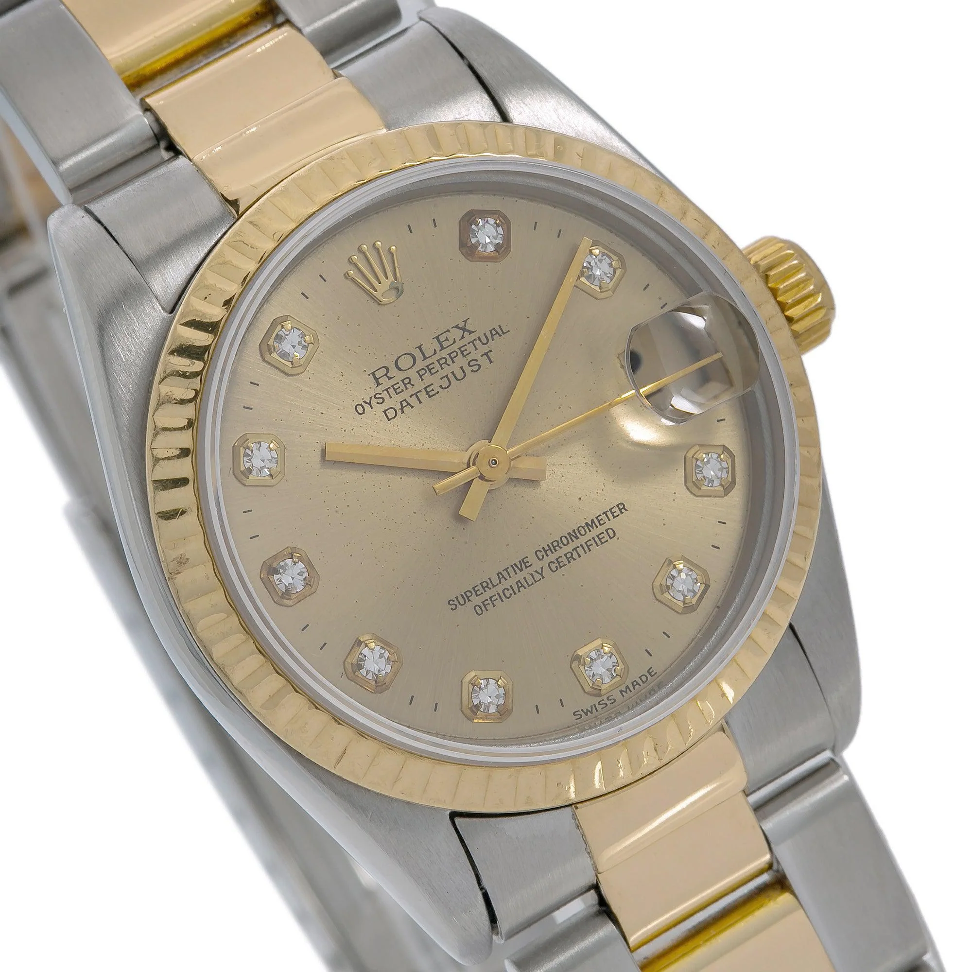 Rolex Datejust 31MM 68243 Champagne Diamond Dial Fluted Bezel Two Tone Yellow Gold Oyster Bracelet - Image 3