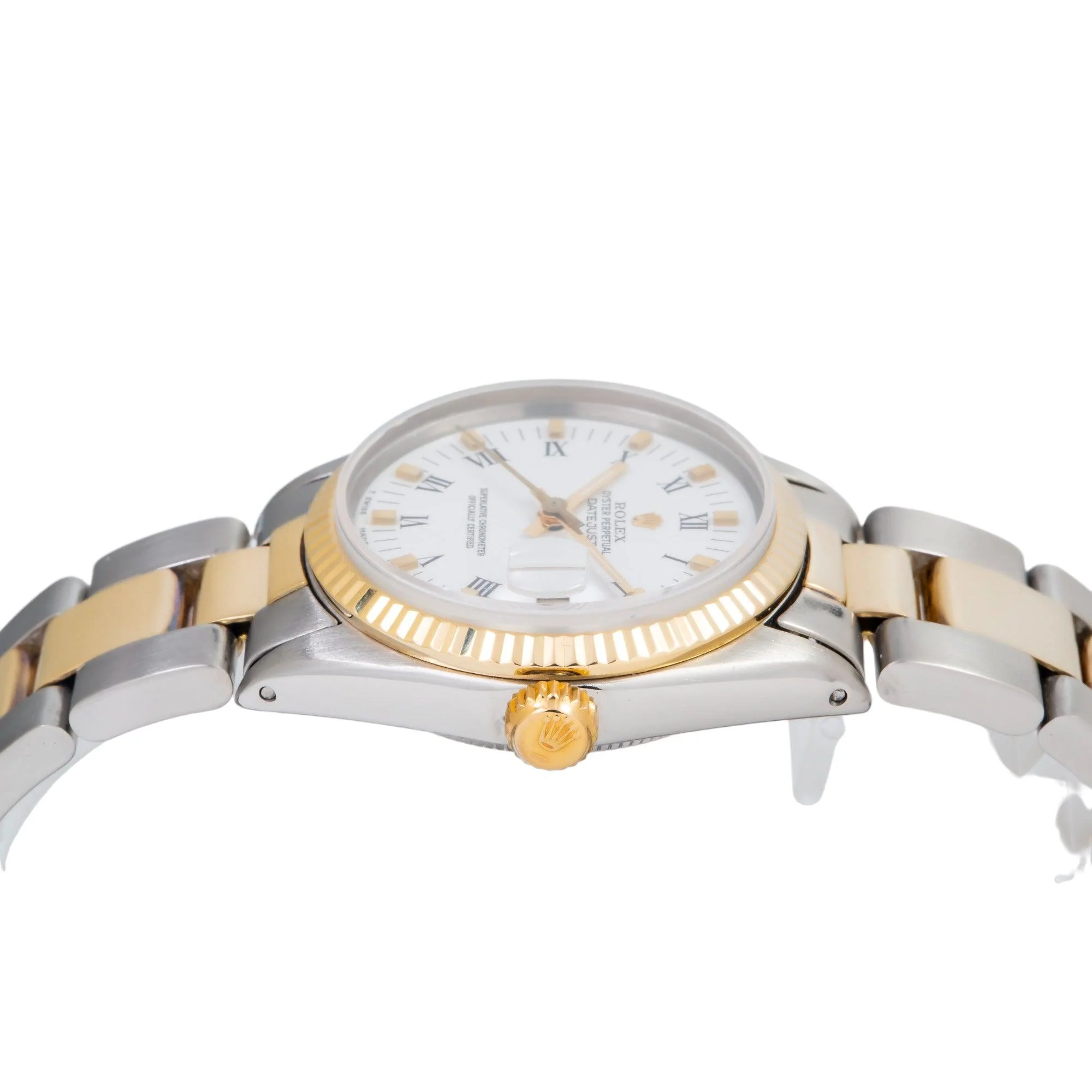 Rolex Datejust 31MM 6827 White Roman Dial Fluted Bezel Two Tone Yellow Gold Oyster Bracelet - Image 5