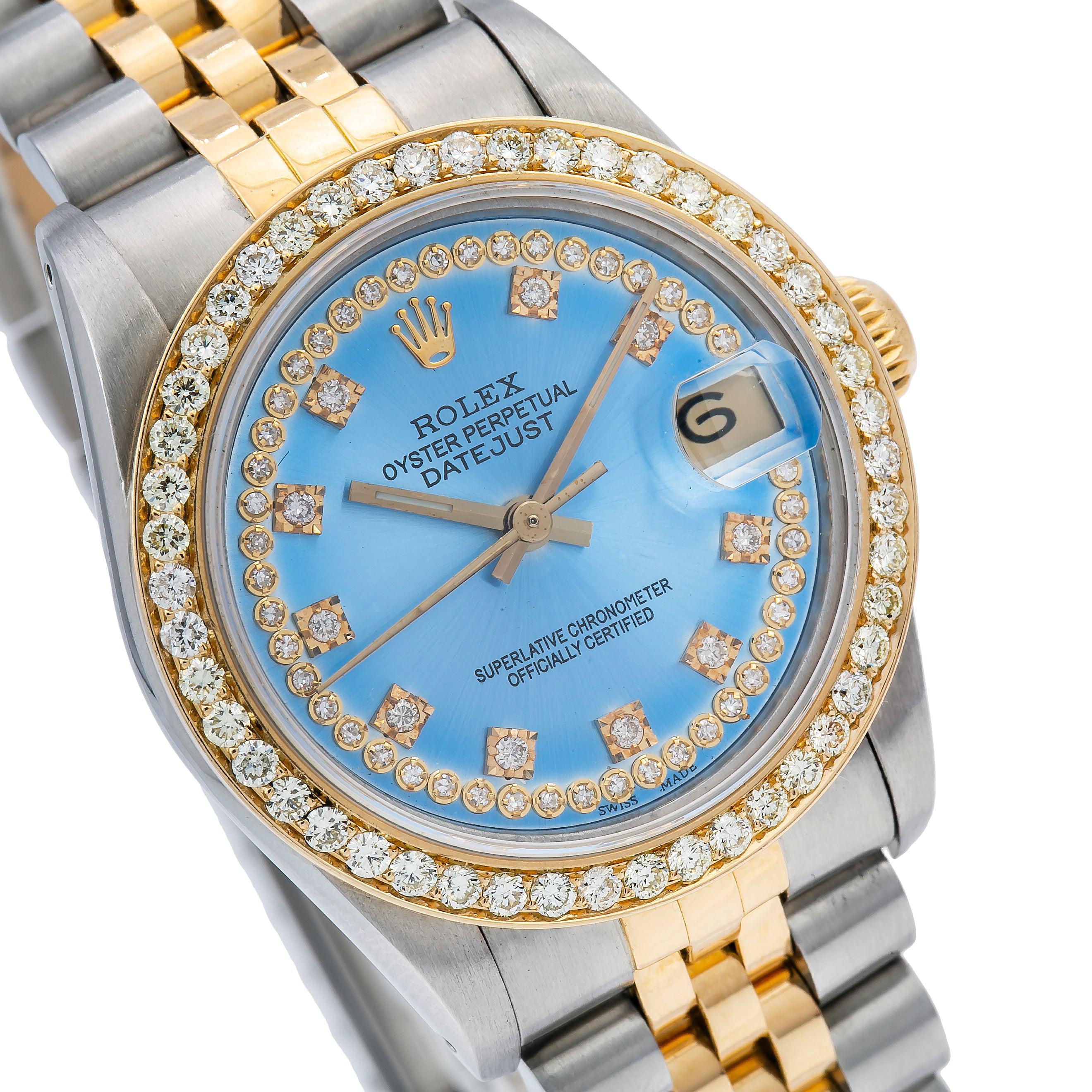 Rolex Datejust 31MM 68273 Blue Diamond Dial Diamond Bezel Two Tone Yellow Gold Jubilee Bracelet 1.05ct - Image 3
