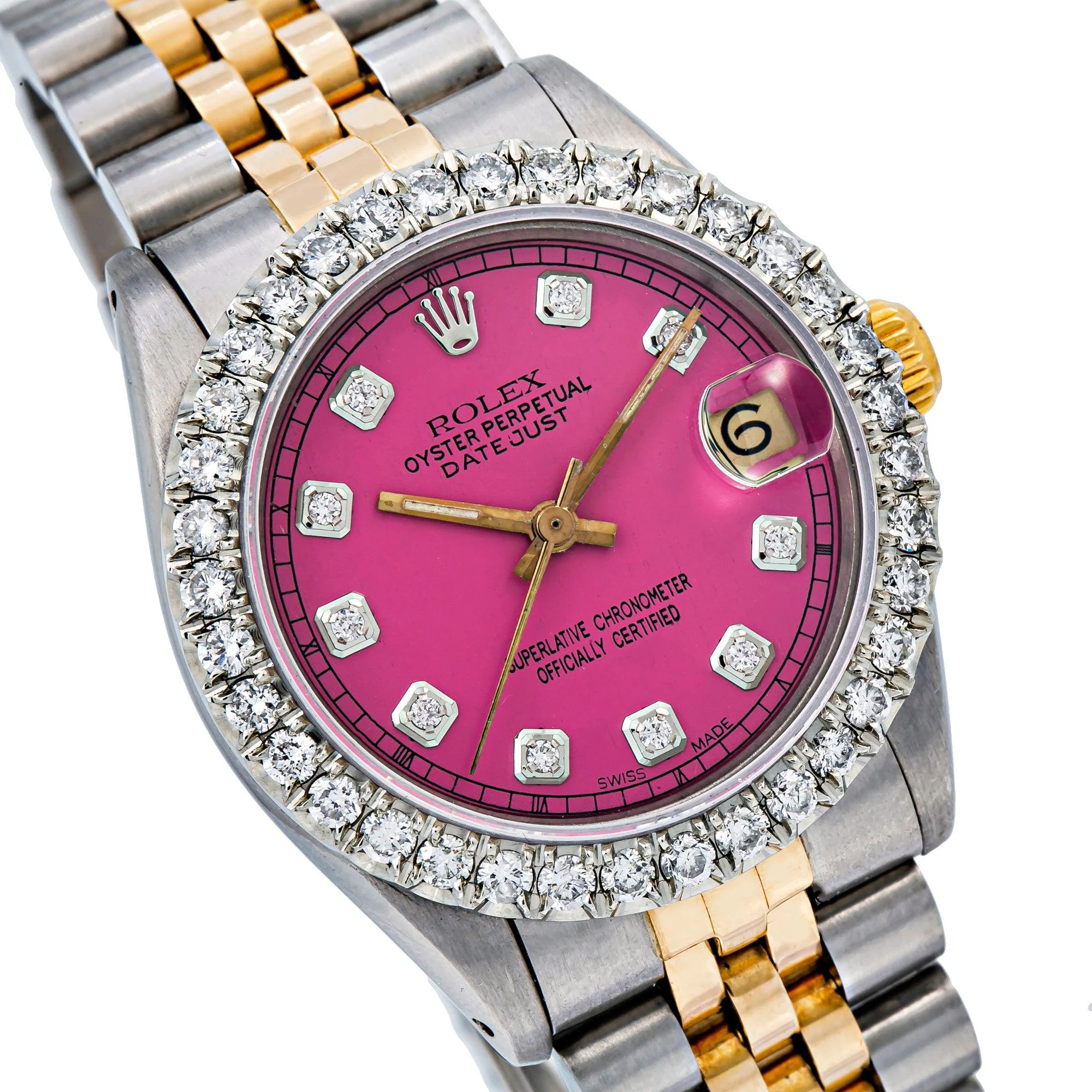 Rolex Datejust 31MM 68273 Pink Diamond Dial Diamond Bezel Two Tone Yellow Gold Jubilee Bracelet - Image 4