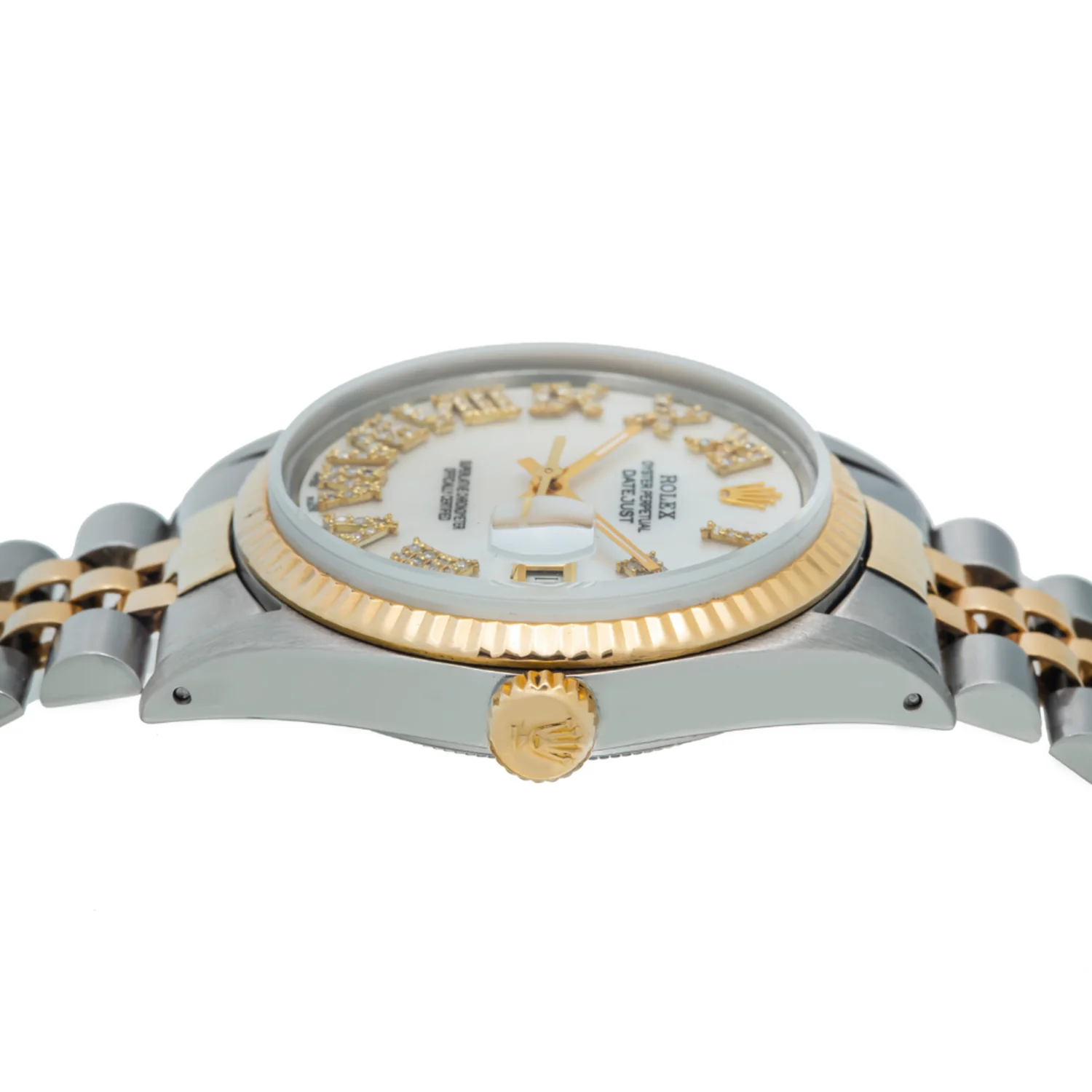 Rolex Datejust 31MM 68273 White Mother of Pearl Roman Diamond Dial Fluted Bezel Two Tone Yellow Gold Jubilee Bracelet - Image 5