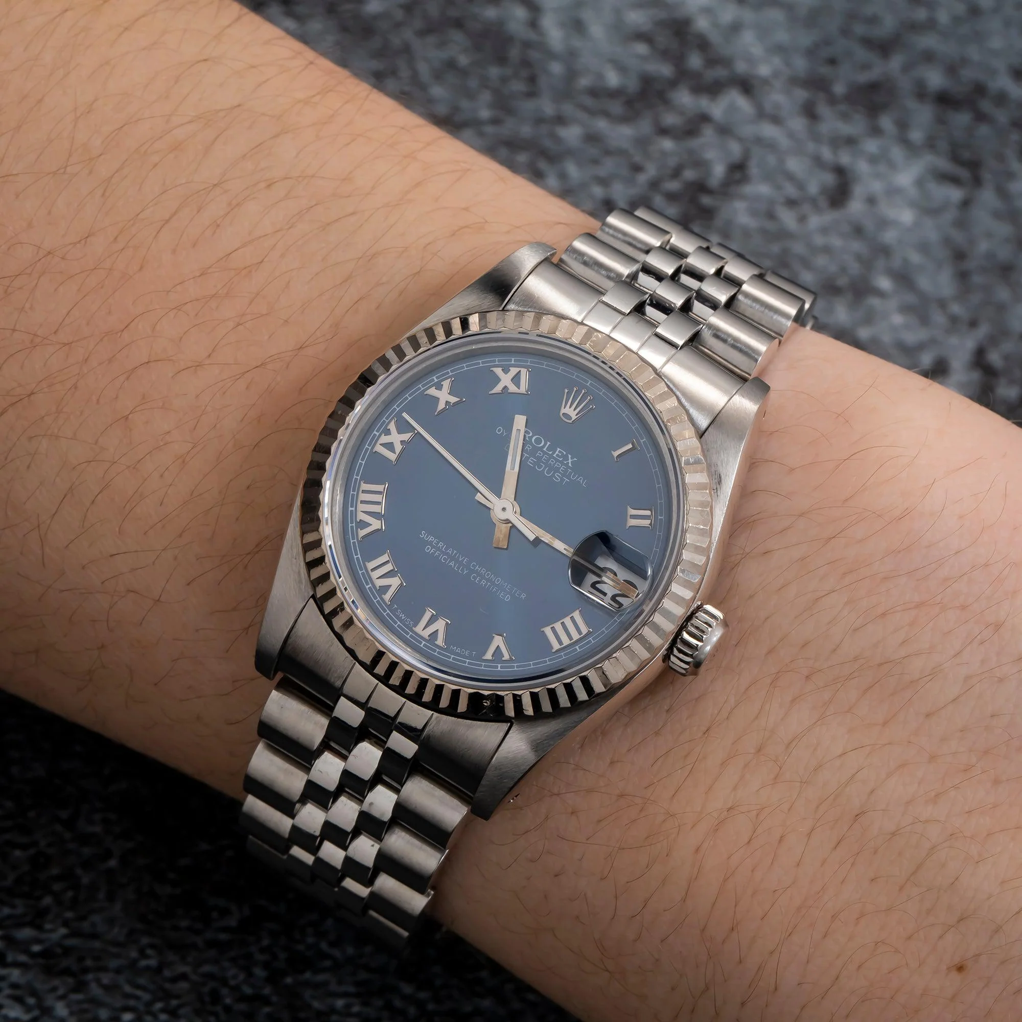 Rolex Datejust 31MM 68274 Blue Roman Dial Fluted Bezel Stainless Steel Jubilee Bracelet - Image 2
