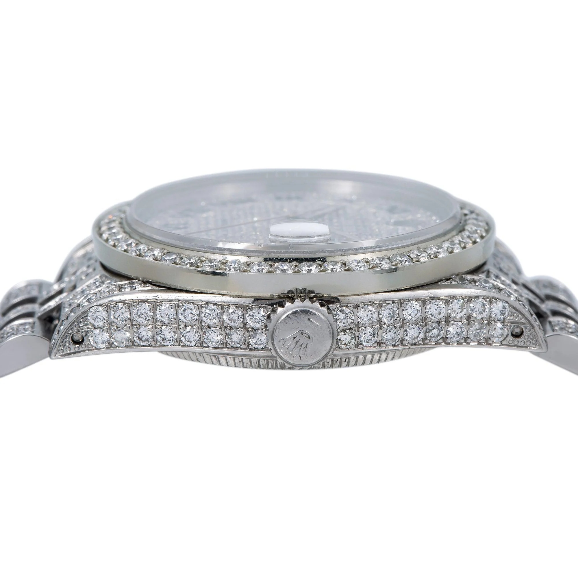 Rolex Datejust 31MM 68274 Diamond Paved Roman Dial Diamond Bezel Stainless Steel Full Diamond Jubilee Bracelet 12ct - Image 4