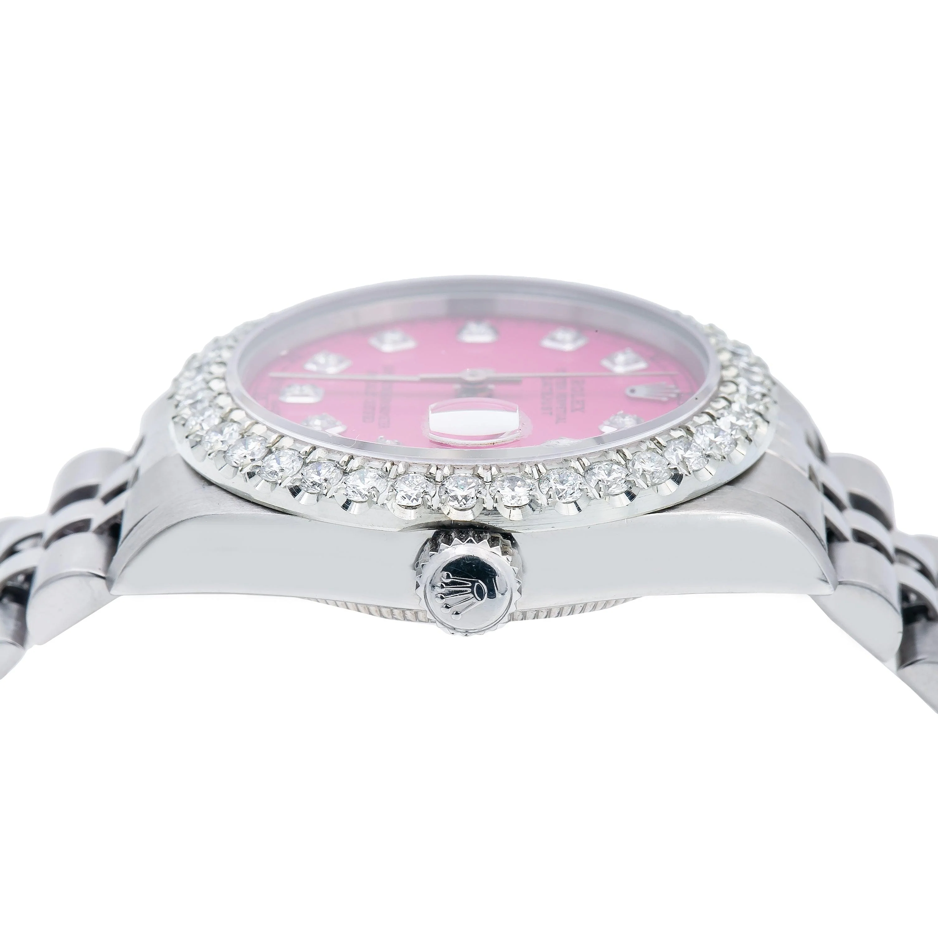 Rolex Datejust 31MM 68274 Pink Diamond Dial Diamond Bezel Stainless Steel Jubilee Bracelet - Image 4