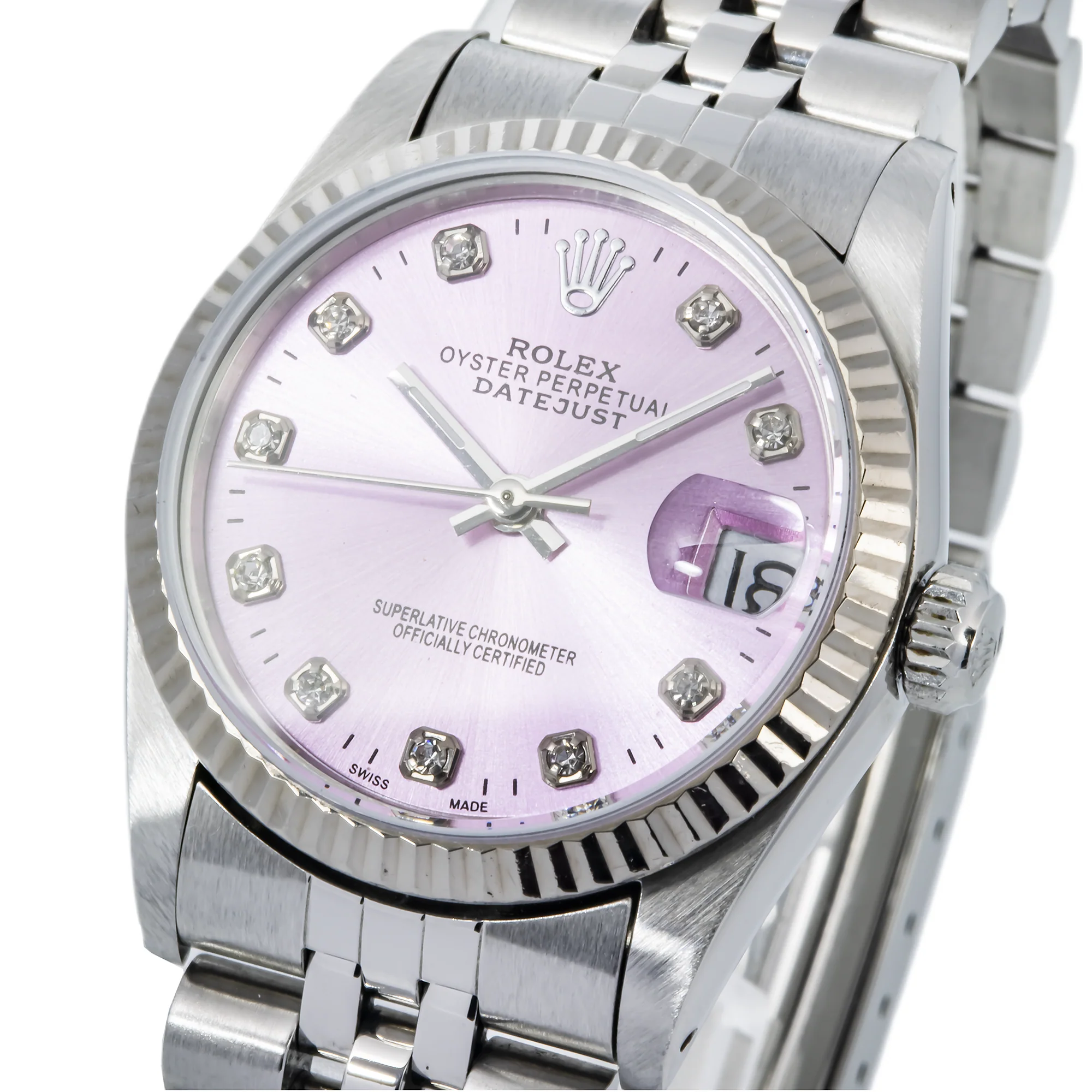 Rolex Datejust 31MM 68274 Purple Diamond Dial Fluted Bezel Stainless Steel Jubilee Bracelet - Image 2