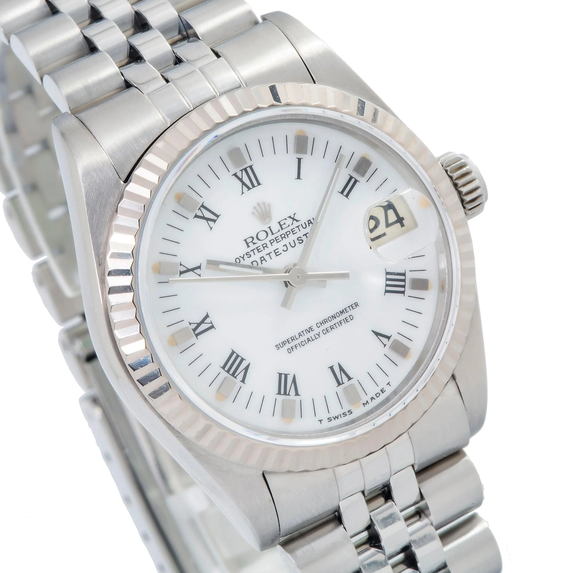Rolex Datejust 31MM 68274 White Roman Dial Fluted Bezel Stainless Steel Jubilee Bracelet - Image 3
