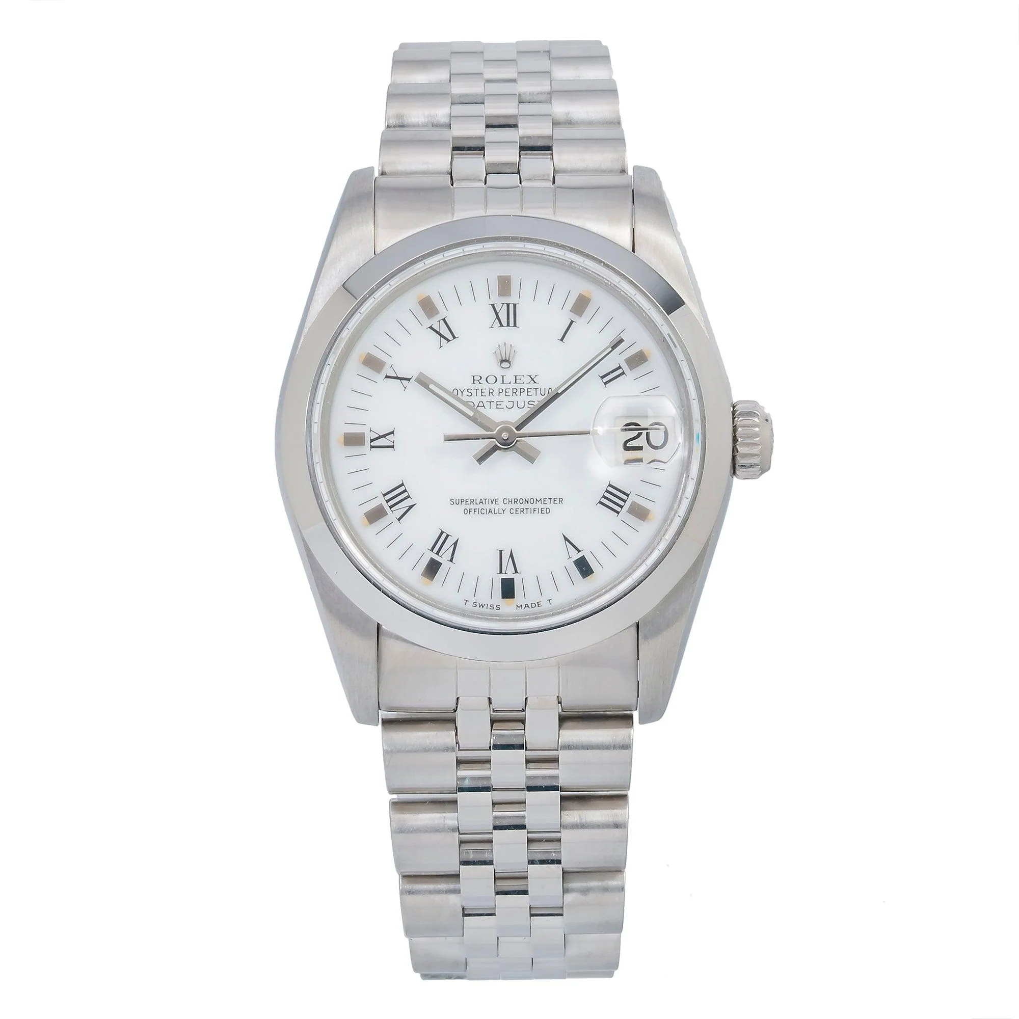 Rolex Datejust 31MM 68274 White Roman Dial Smooth Bezel Stainless Steel Jubilee Bracelet