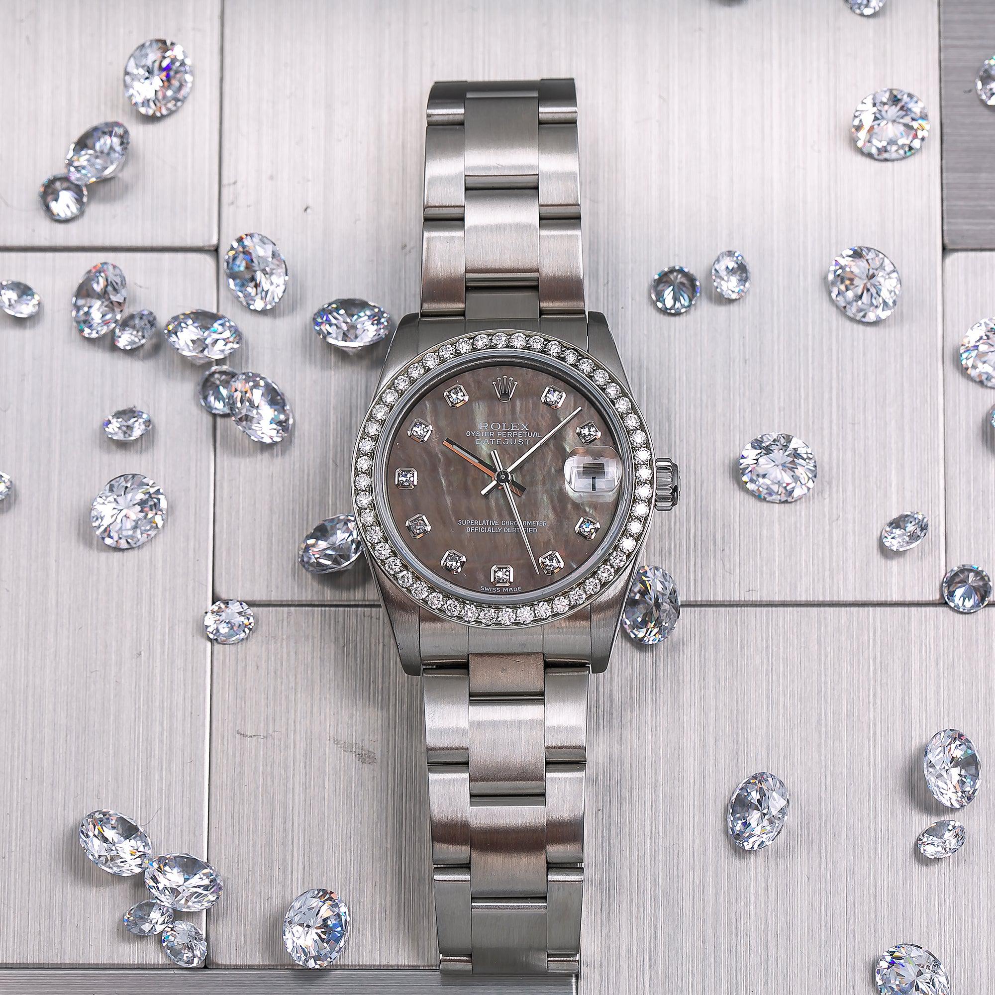 Rolex Datejust 31MM 78240 Black Mother of Pearl Diamond Dial Diamond Bezel Stainless Steel Oyster Bracelet 1.05ct - Image 2
