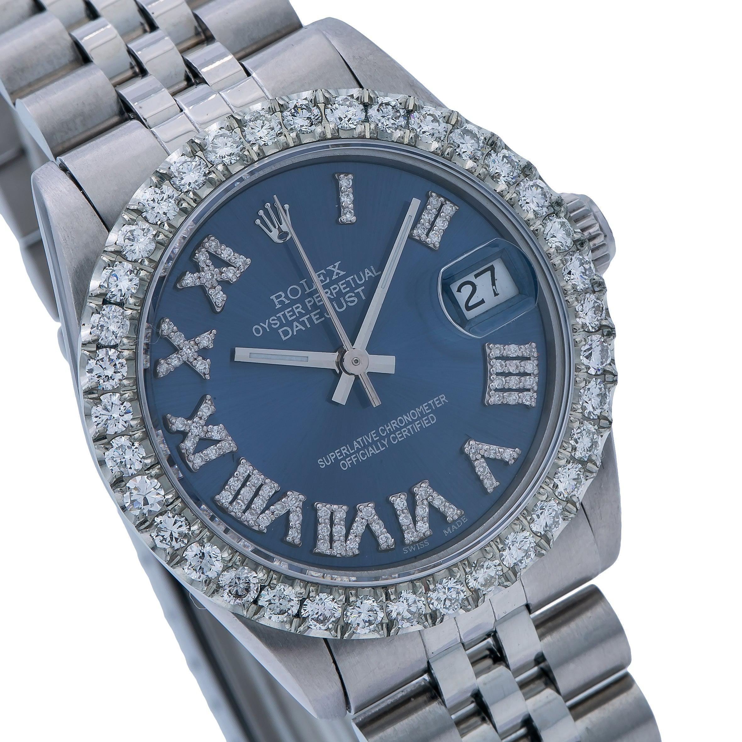 Rolex Datejust 31MM 78274 Blue Roman Diamond Dial Diamond Bezel Stainless Steel Jubilee Bracelet 1.5ct - Image 3