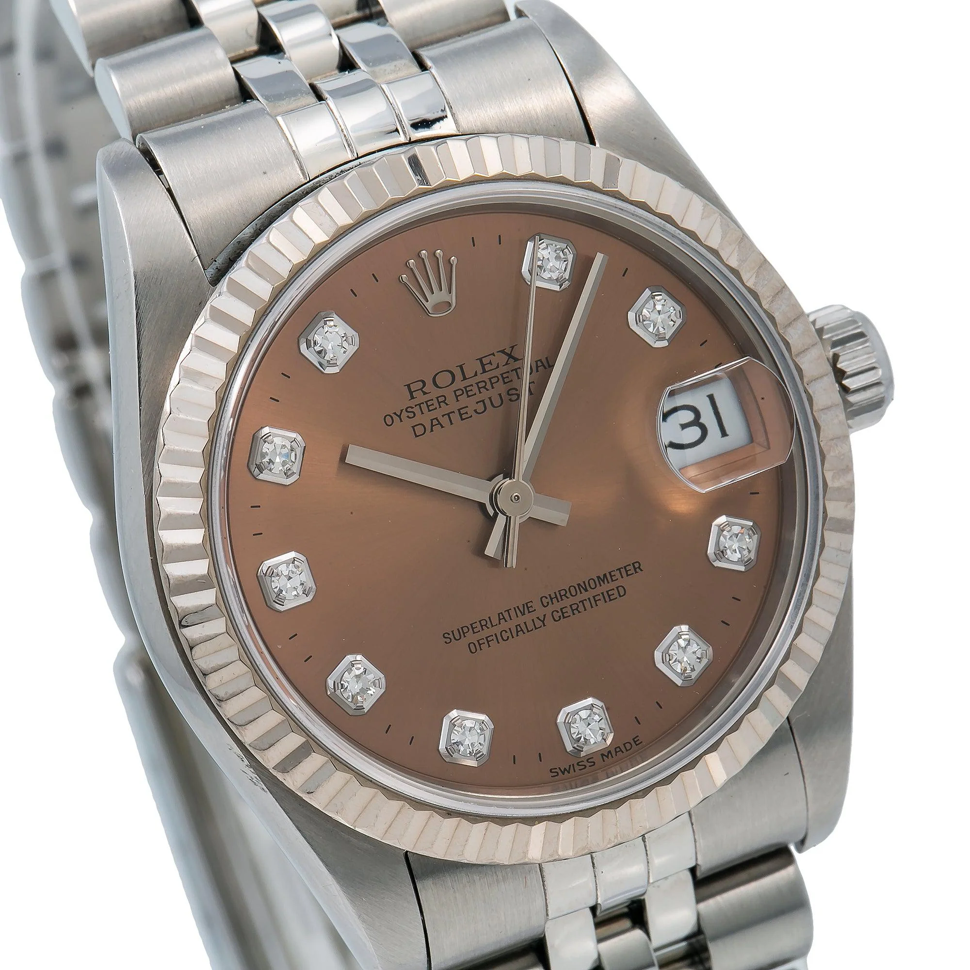 Rolex Datejust 31MM 78274 Brown Diamond Dial Fluted Bezel Stainless Steel Jubilee Bracelet - Image 4