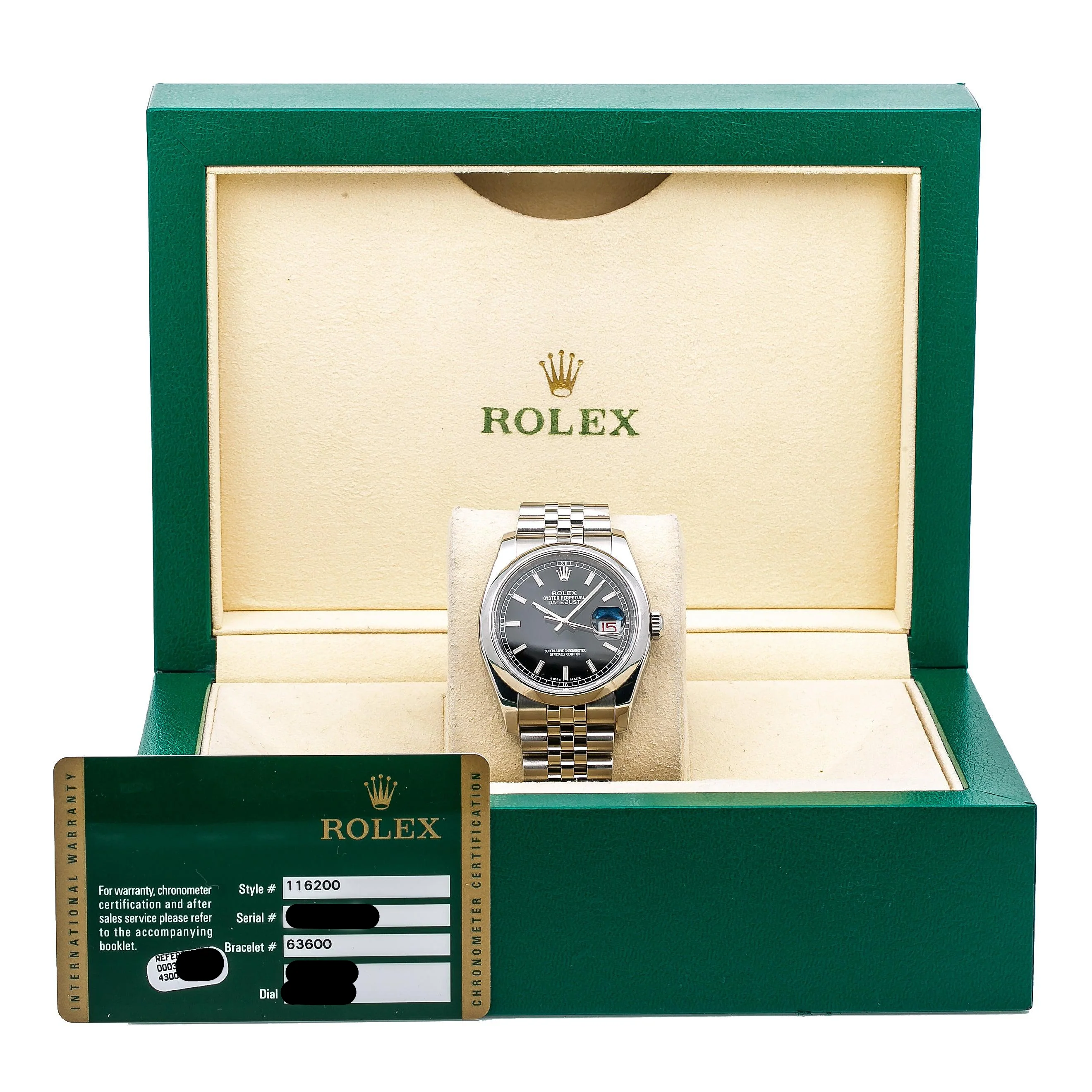 Rolex Datejust 36MM 116200 Black Dial Smooth Bezel Stainless Steel Jubilee Bracelet - Image 6
