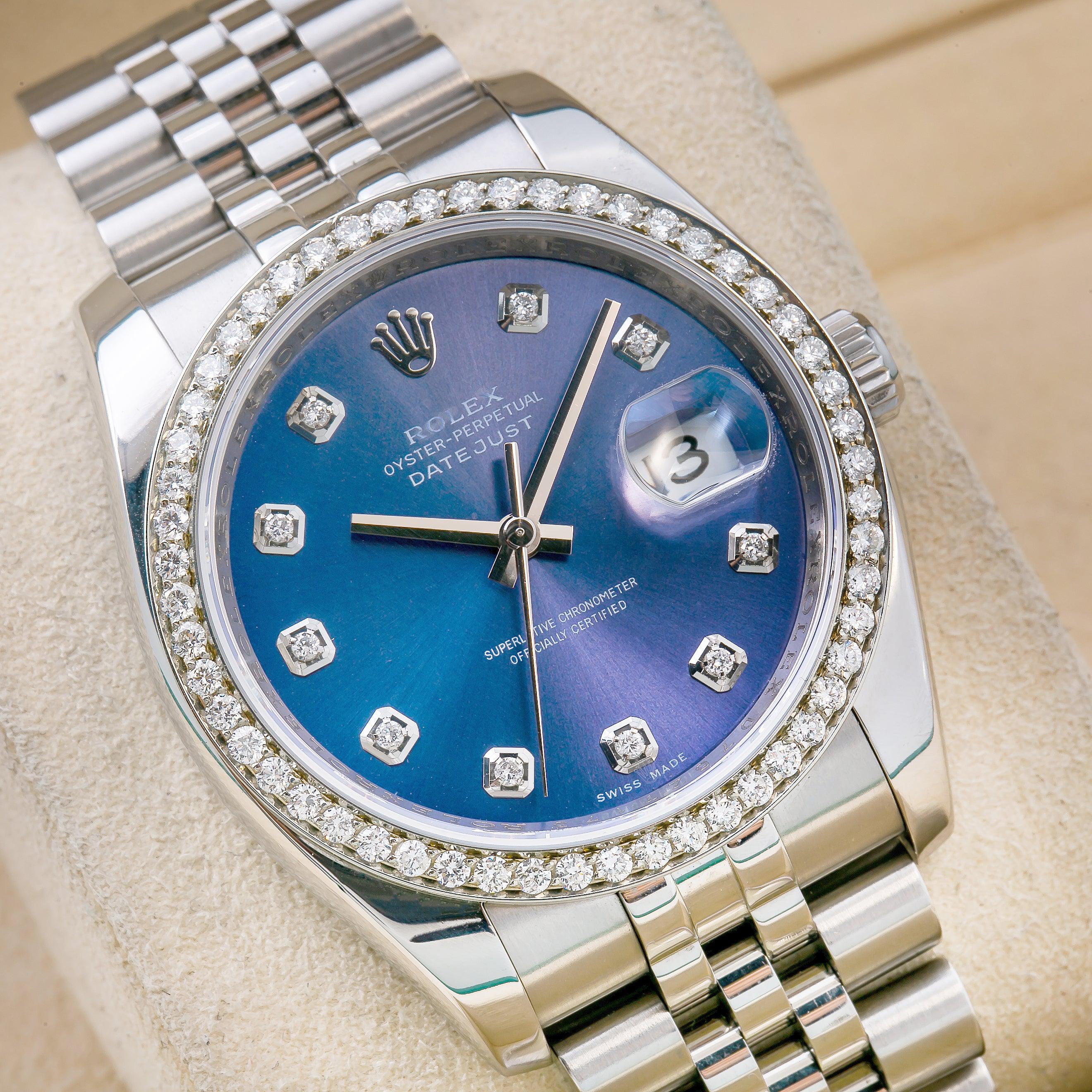 Rolex Datejust 36MM 116200 Blue Diamond Dial Diamond Bezel Stainless Steel Jubilee Bracelet 1.2ct - Image 2