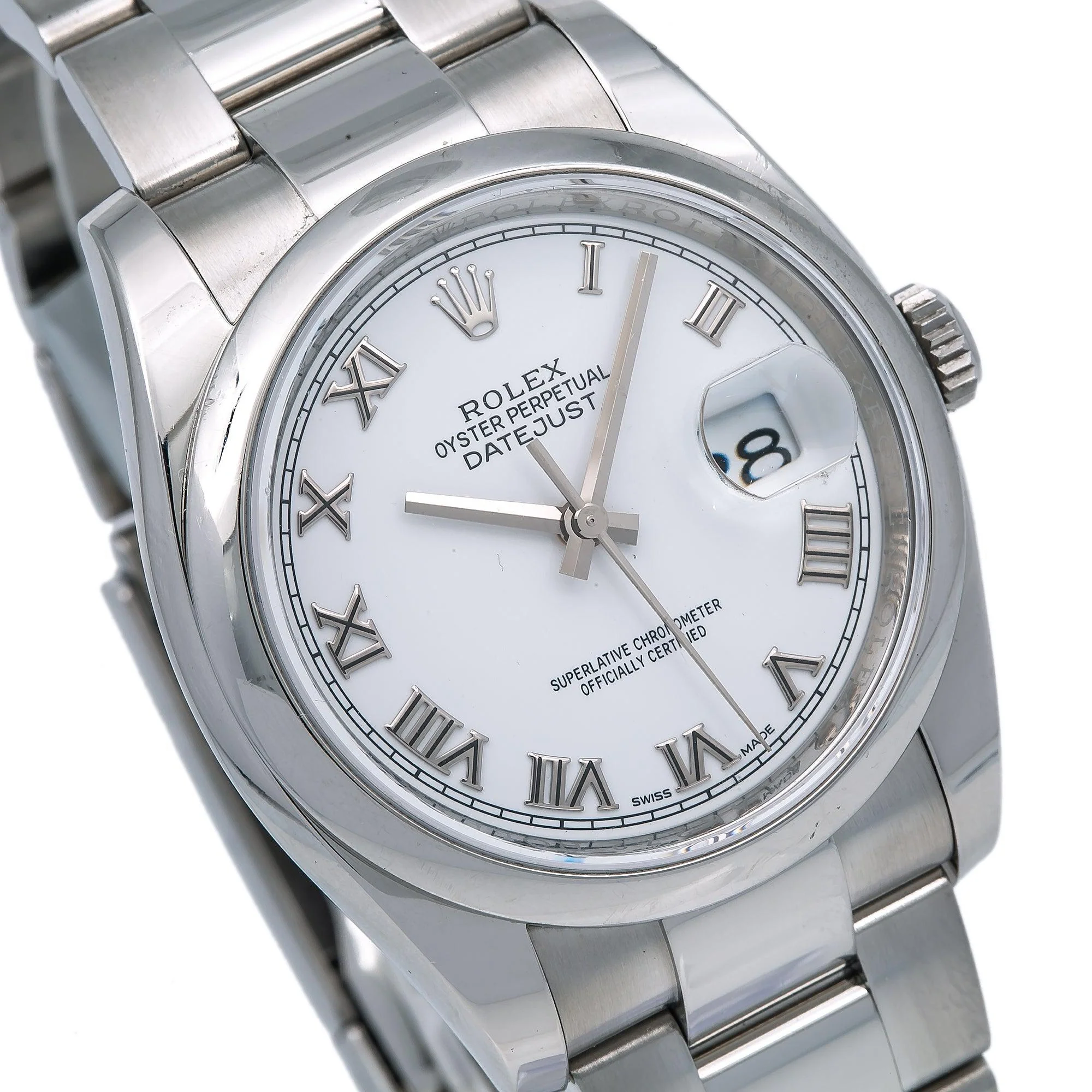 Rolex Datejust 36MM 116200 White Roman Dial Smooth Bezel Stainless Steel Oyster Bracelet - Image 3
