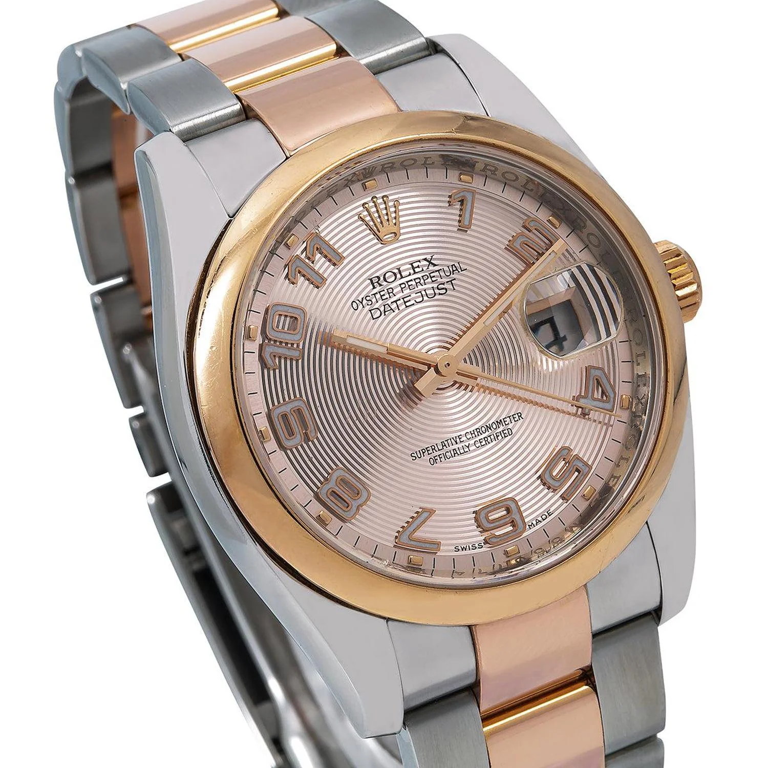 Rolex Datejust 36MM 116201 Pink Concentric Arabic Dial Smooth Bezel Two Tone Rose Gold Oyster Bracelet - Image 3