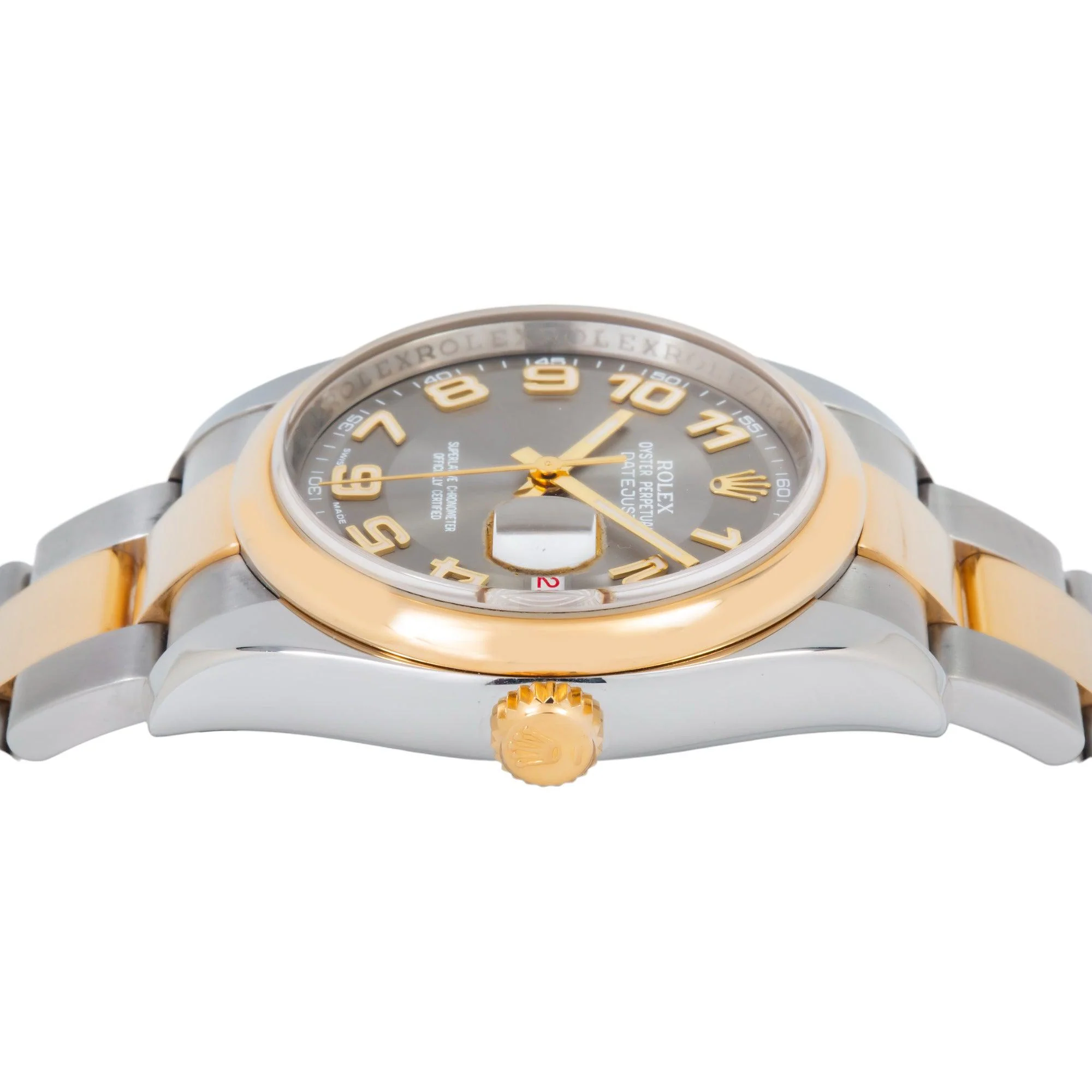 Rolex Datejust 36MM 116203 Gray Concentric Arabic Dial Smooth Bezel Two Tone Yellow Gold Oyster Bracelet - Image 5