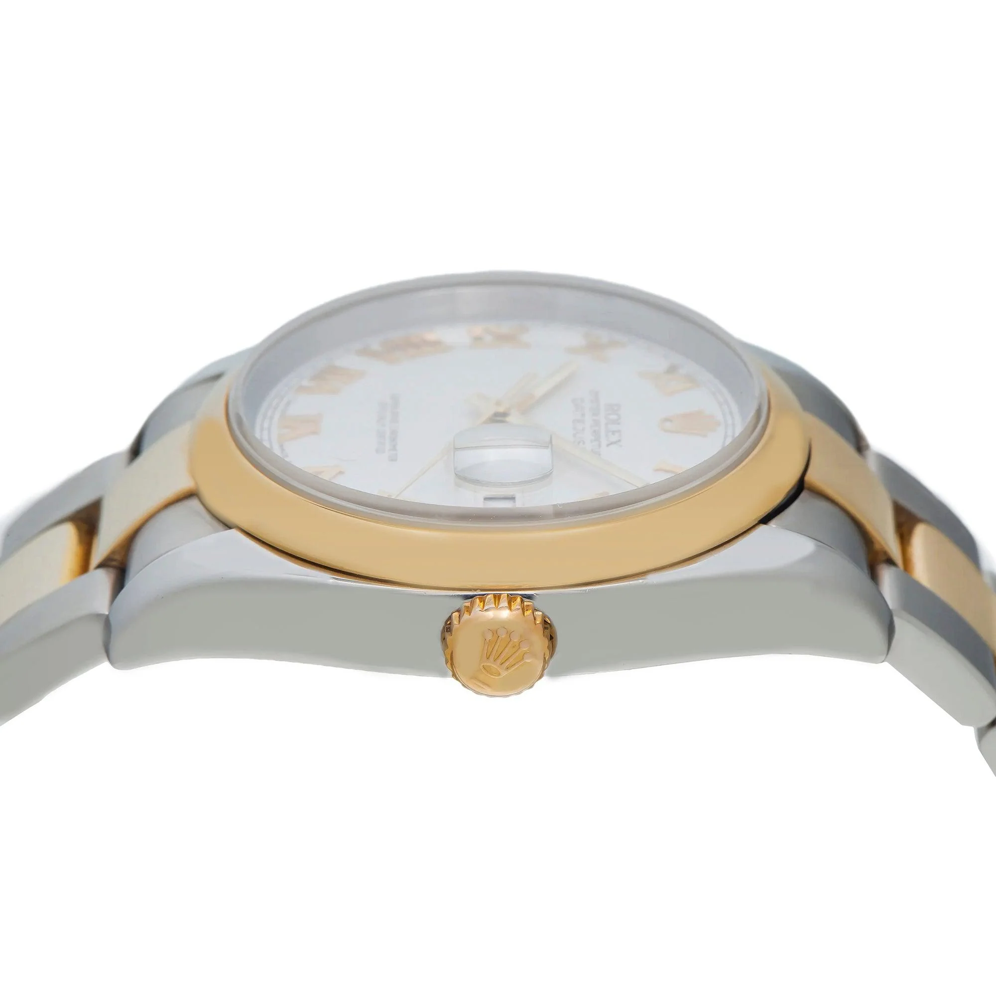 Rolex Datejust 36MM 116203 White Roman Dial Smooth Bezel Two Tone Yellow Gold Oyster Bracelet - Image 3