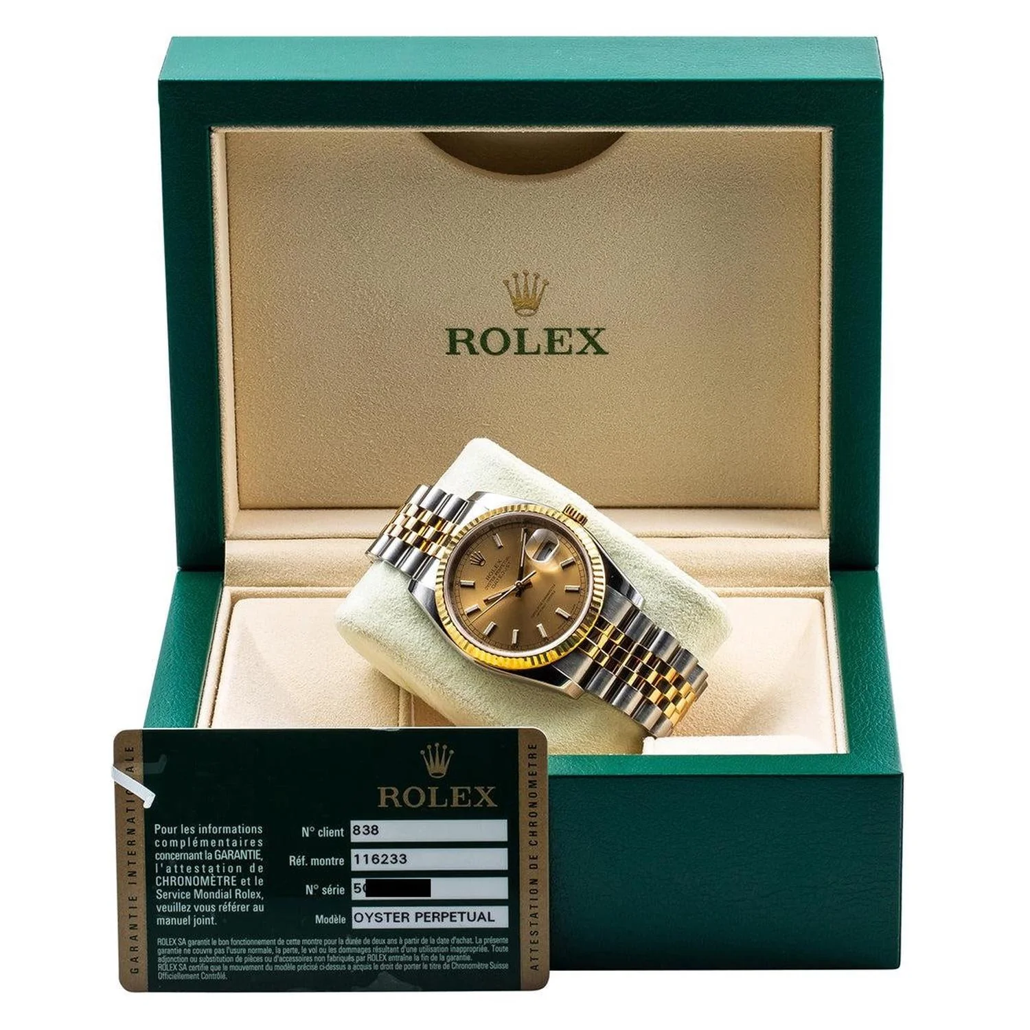 Rolex Datejust 36MM 116233 Champagne Dial Fluted Bezel Two Tone Yellow Gold Jubilee Bracelet - Image 6