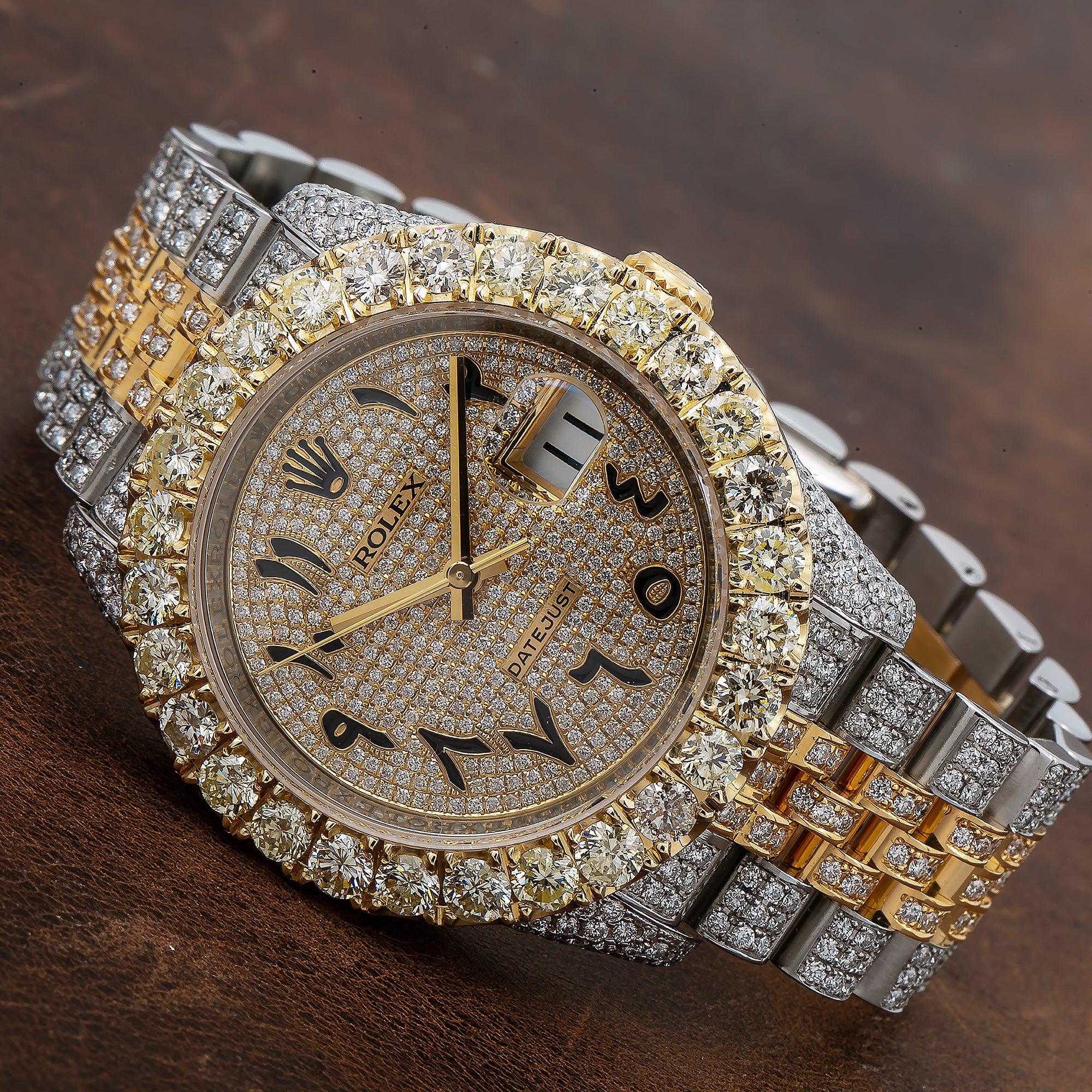 Rolex Datejust 36MM 116233 Diamond Paved Eastern Arabic Dial Diamond Bezel Two Tone Yellow Gold Full Diamond Jubilee Bracelet - Image 2