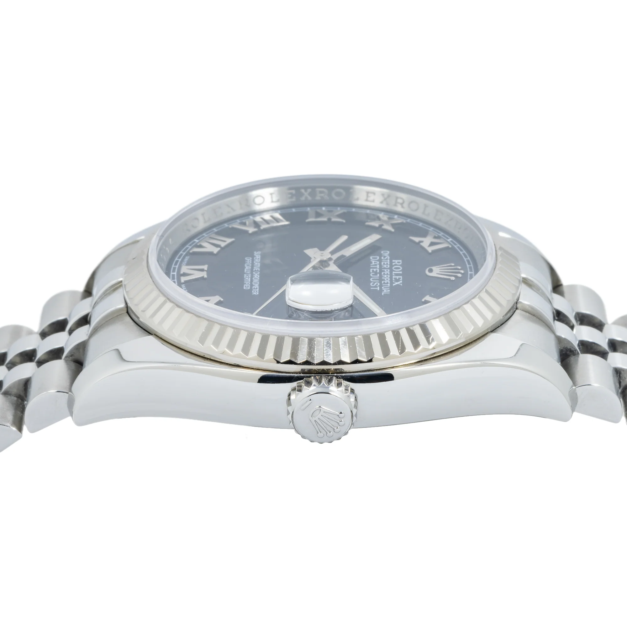 Rolex Datejust 36MM 116234 Black Roman Dial Fluted Bezel Stainless Steel Jubilee Bracelet - Image 6